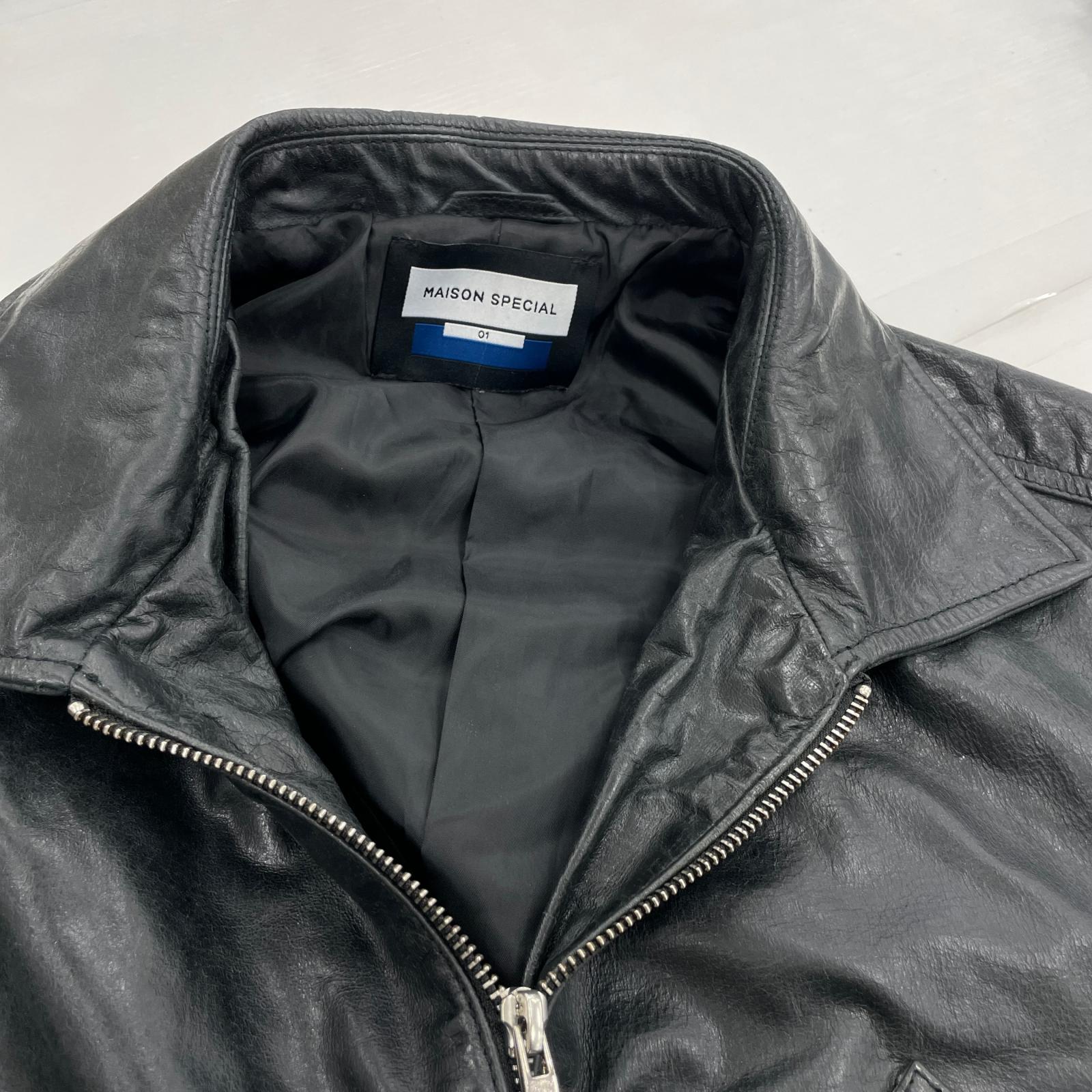 レザージャケット 23AW BuffaloLeatherSingleRidersJacket 1 1 ブラック