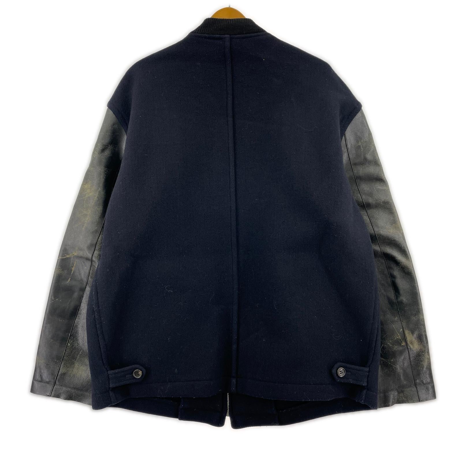 ジャケット HOMME 95AW 田中オム 袖レザージャケット M ネイビー