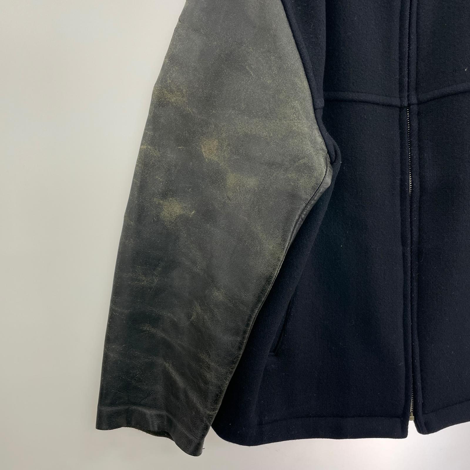 ジャケット HOMME 95AW 田中オム 袖レザージャケット M ネイビー