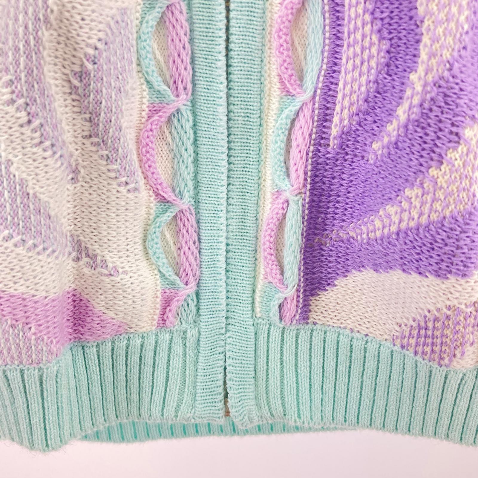 ニット Abstract Textured Zip Up Polo パステル L マルチカラー