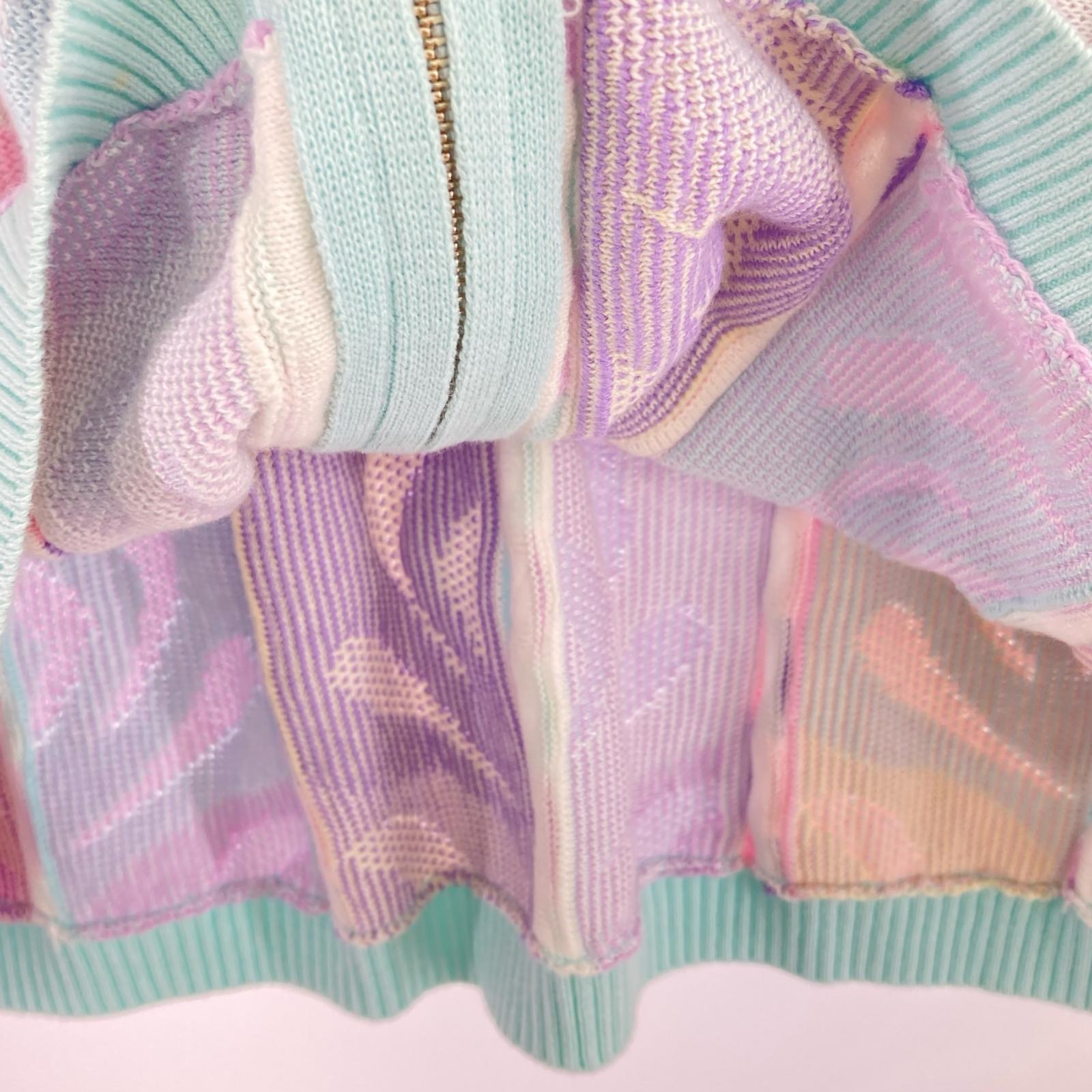 ニット Abstract Textured Zip Up Polo パステル L マルチカラー