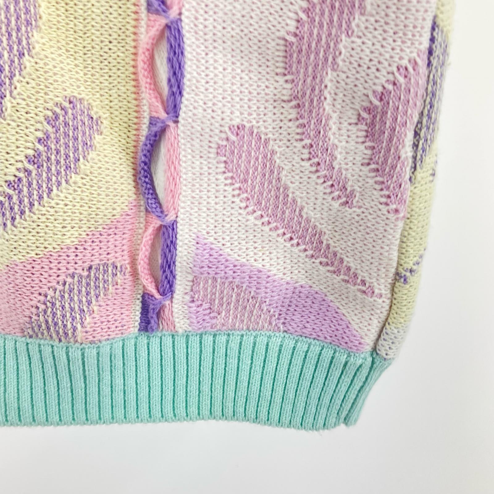 ニット Abstract Textured Zip Up Polo パステル L マルチカラー