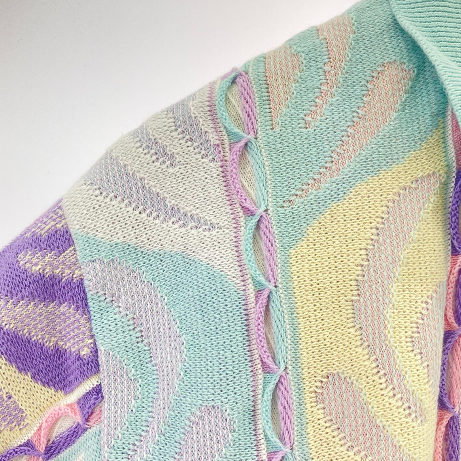 ニット Abstract Textured Zip Up Polo パステル L マルチカラー