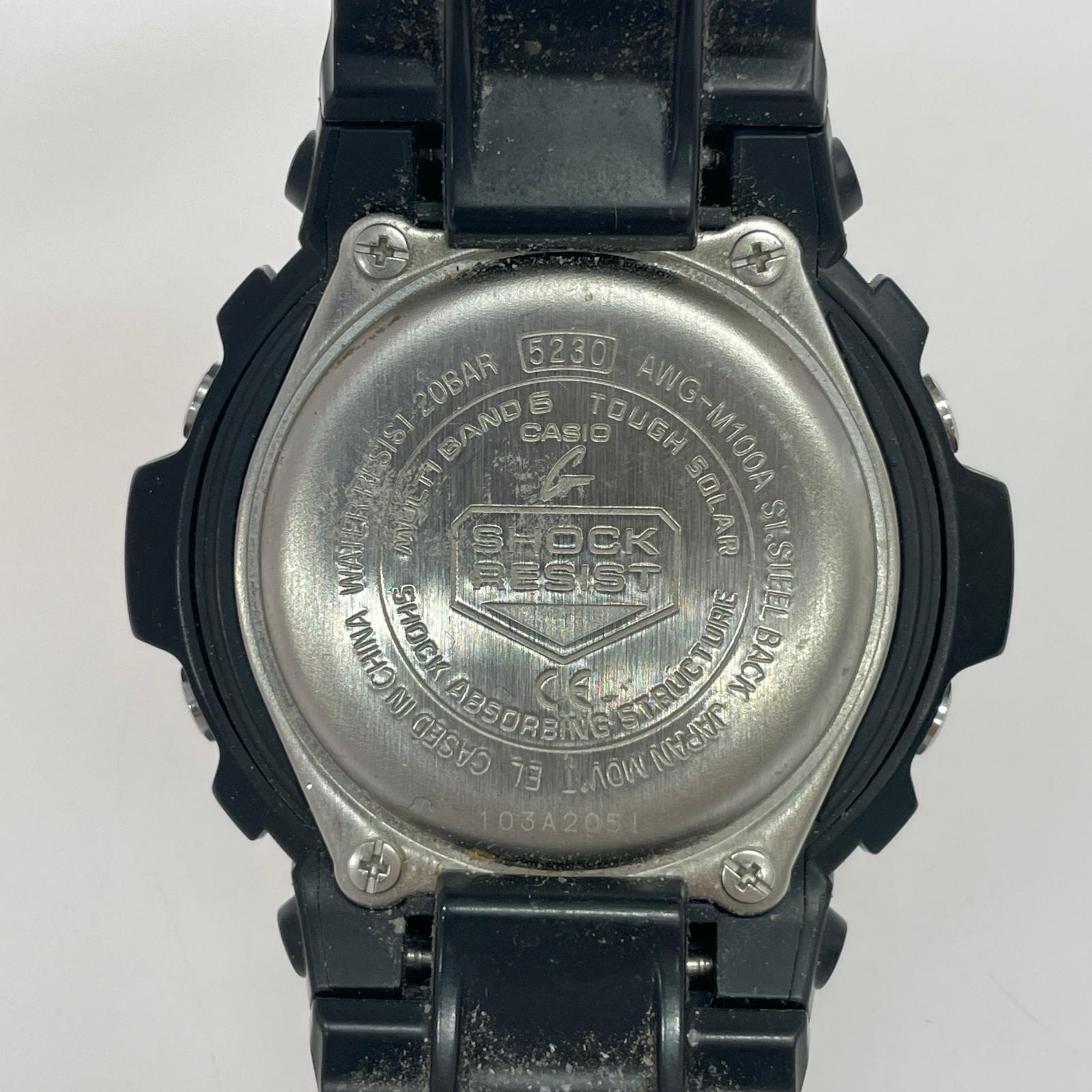 腕時計 デジアナ 電波ソーラー 腕時計 黒 AWG-M100A-1AJF ブラック