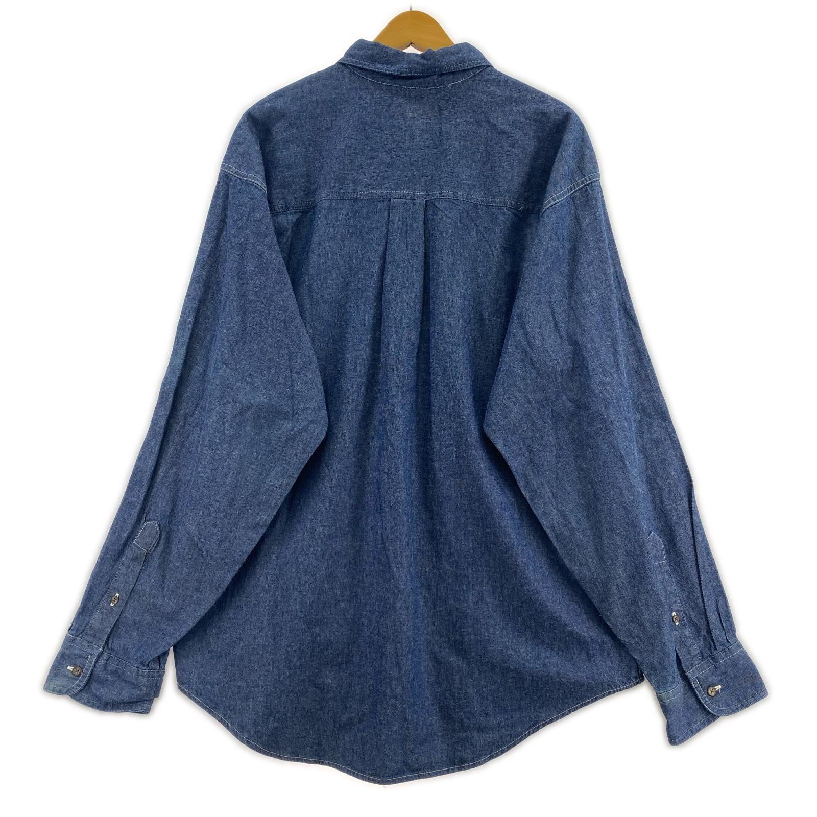 長袖シャツ 黒タグ ジャマイカ製 シャンブレー ボタンダウンシャツ (XL)