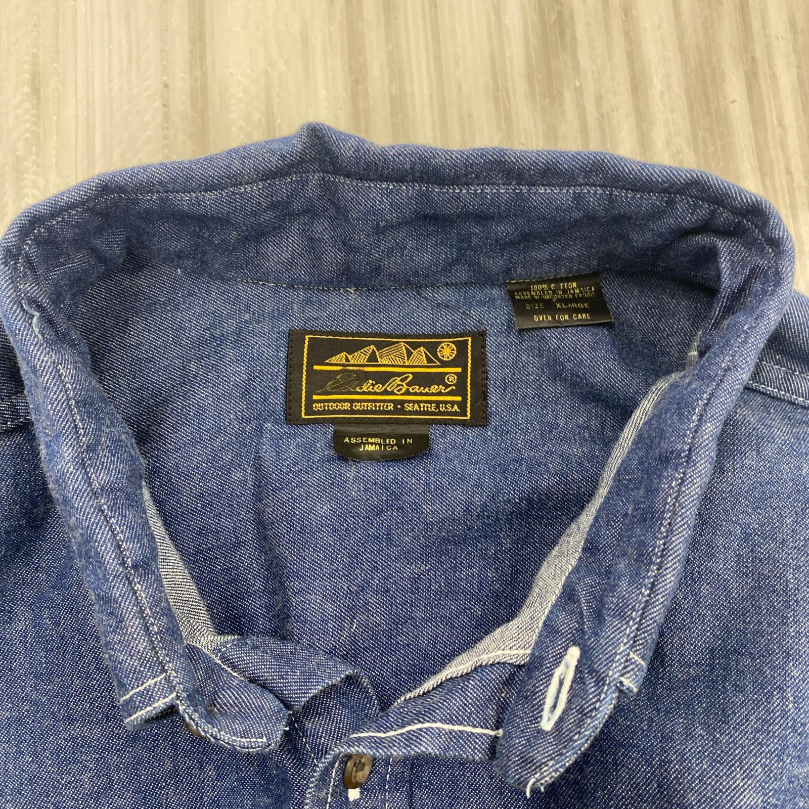 長袖シャツ 黒タグ ジャマイカ製 シャンブレー ボタンダウンシャツ (XL)