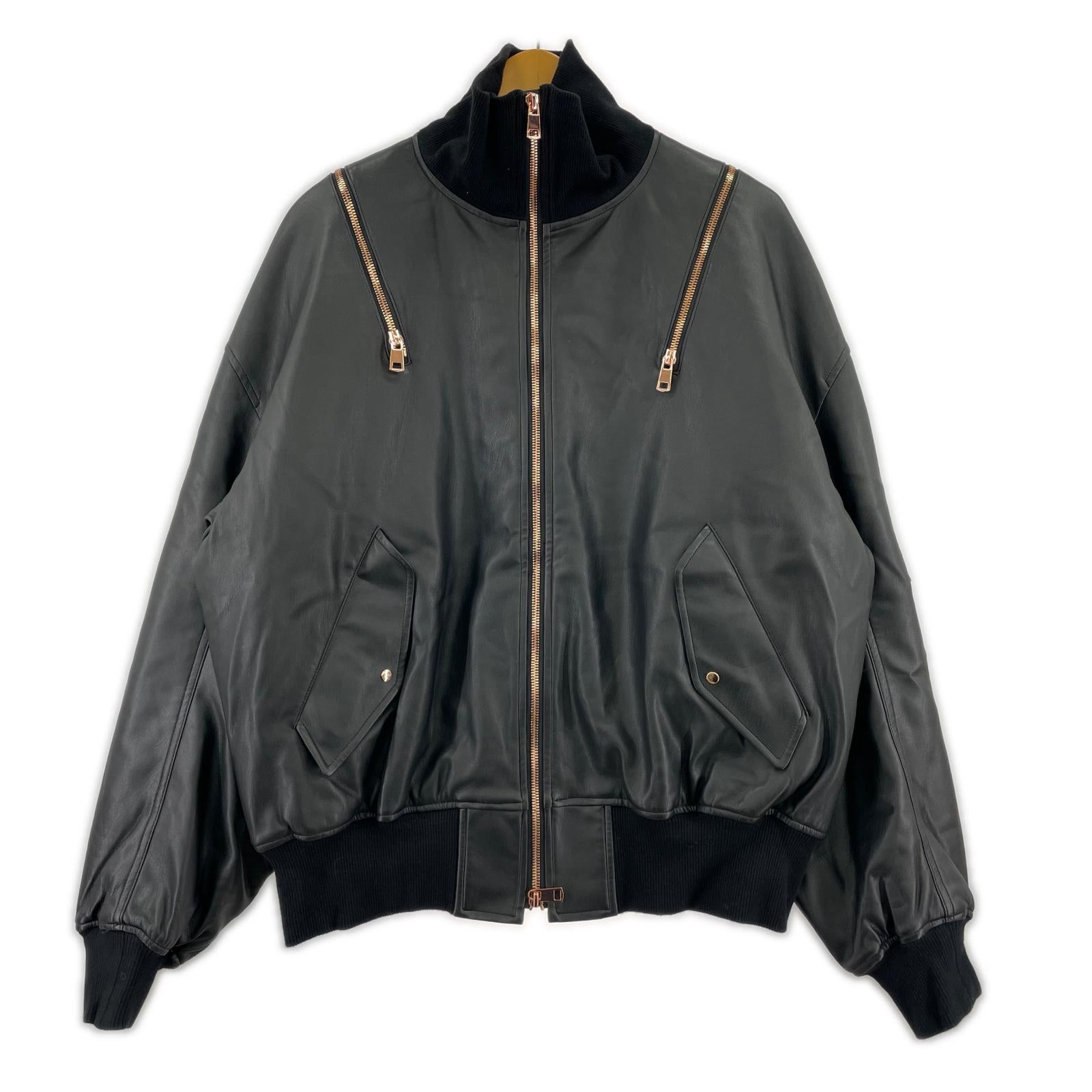 ジャケット SUESADA シンセティックレザーブルゾン ブラック フリー ブラック