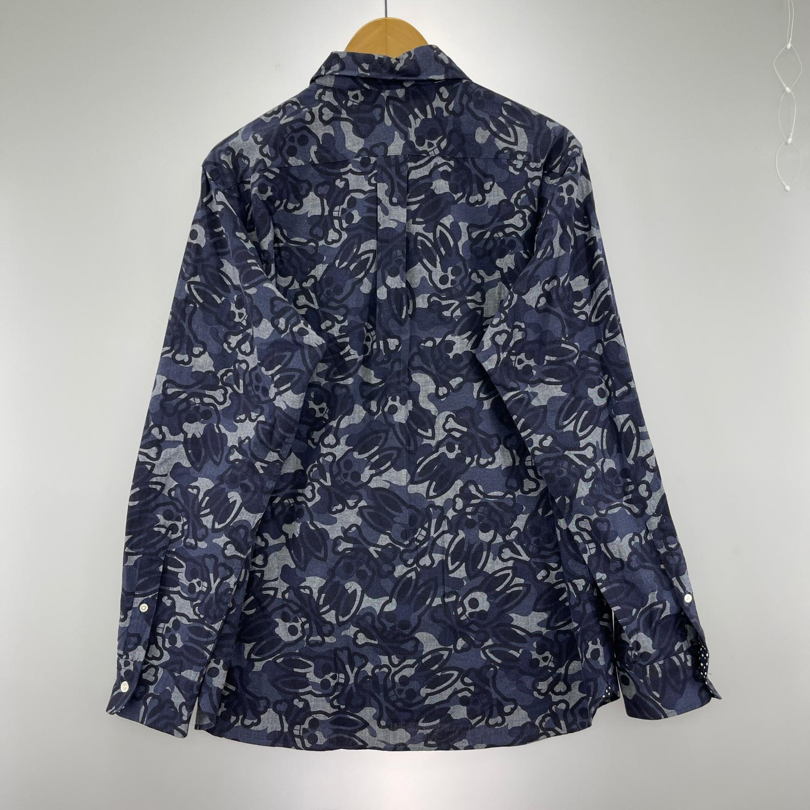 長袖シャツ 総柄 (XL) ネイビー