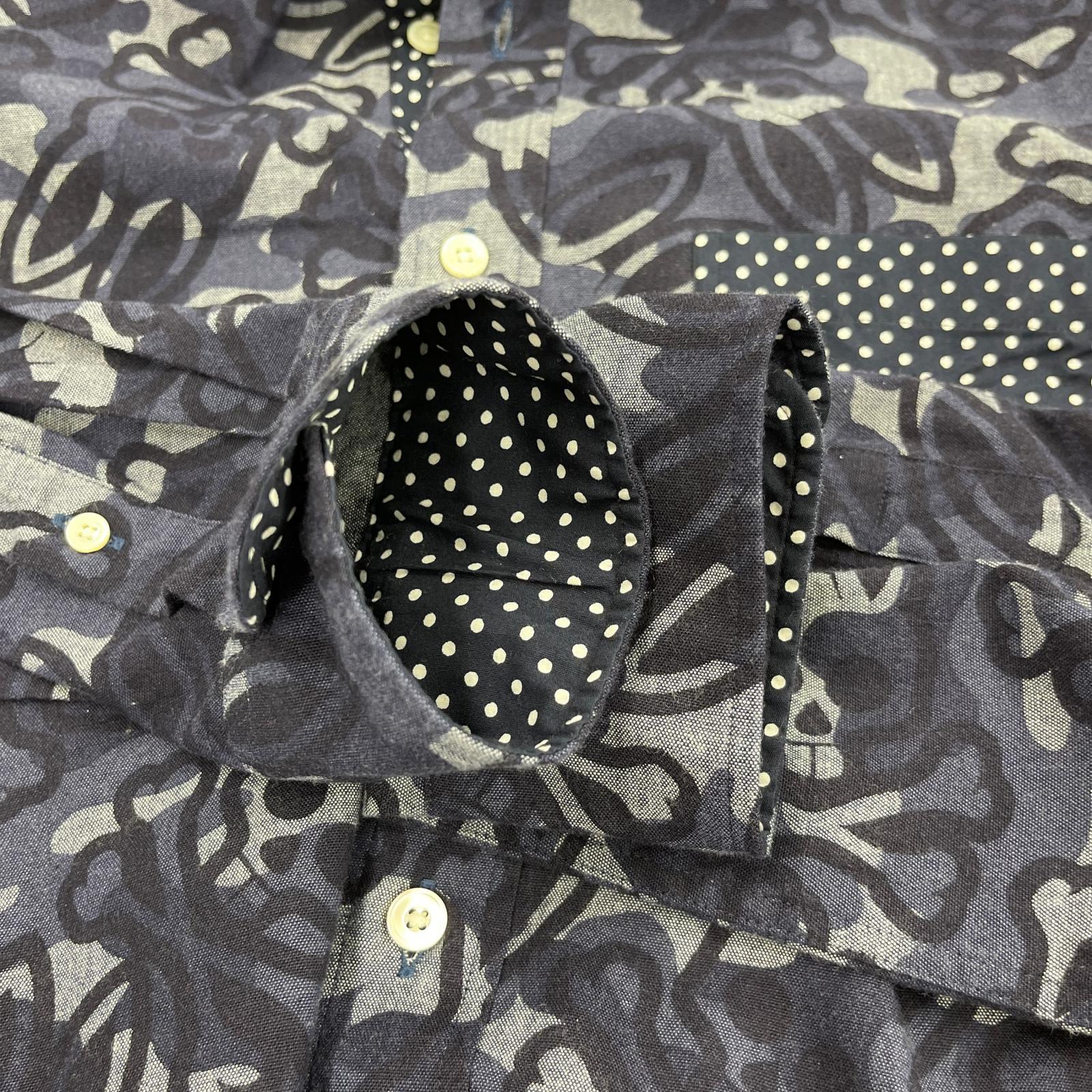 長袖シャツ 総柄 (XL) ネイビー