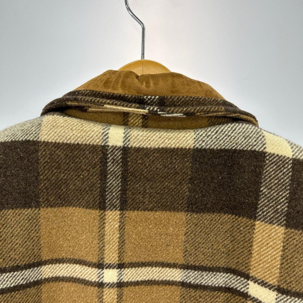 ジャケット 70s ｳｰﾙ 裏地ﾎﾞｱ ﾁｪｯｸ 茶 (XL) ブラウン