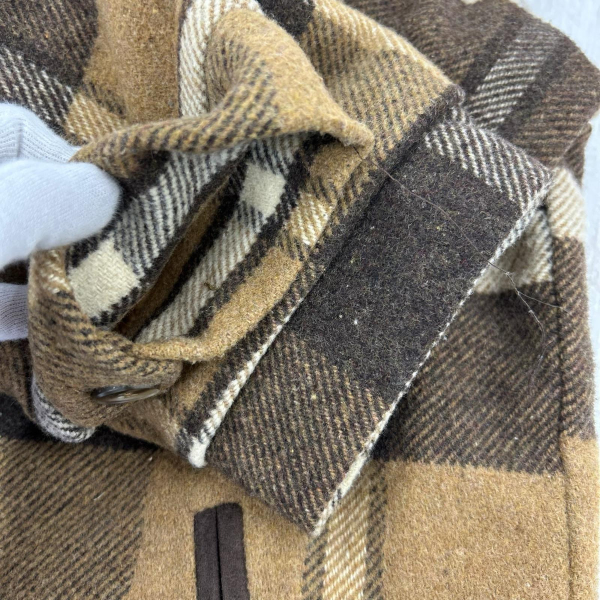 ジャケット 70s ｳｰﾙ 裏地ﾎﾞｱ ﾁｪｯｸ 茶 (XL) ブラウン