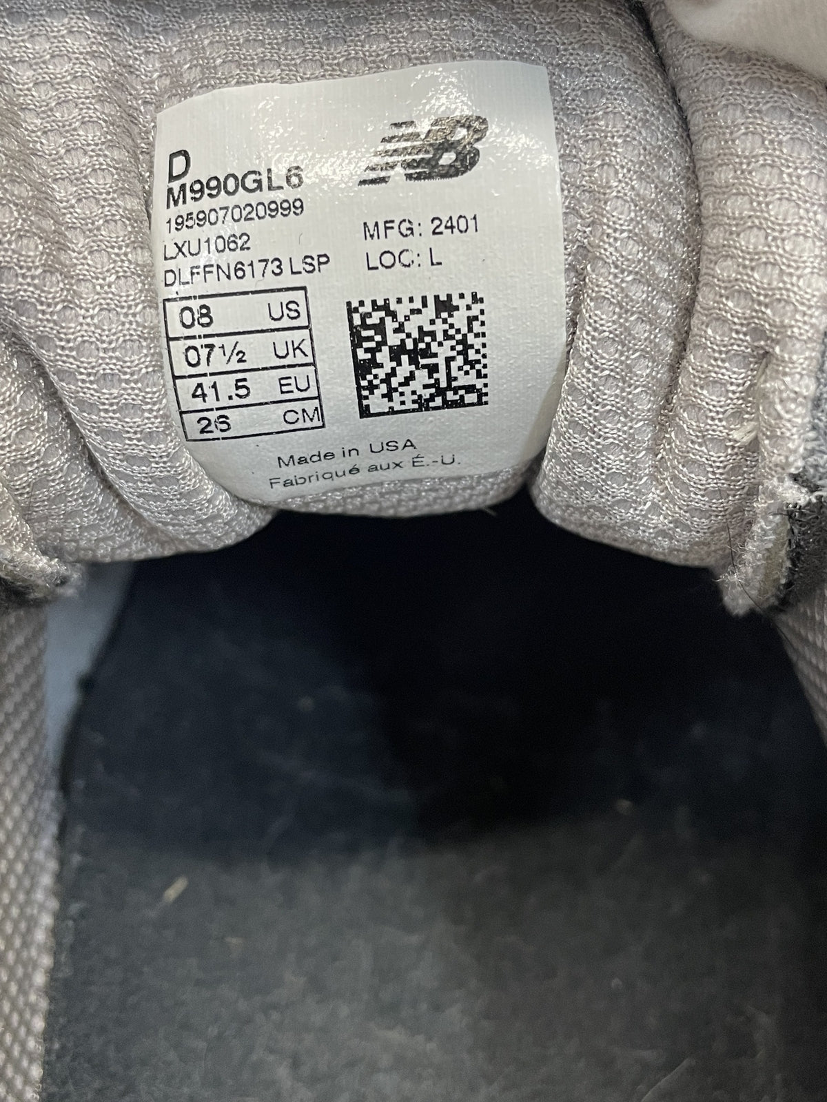 スニーカー NEW BALANCE M990GL6 8 グレー
