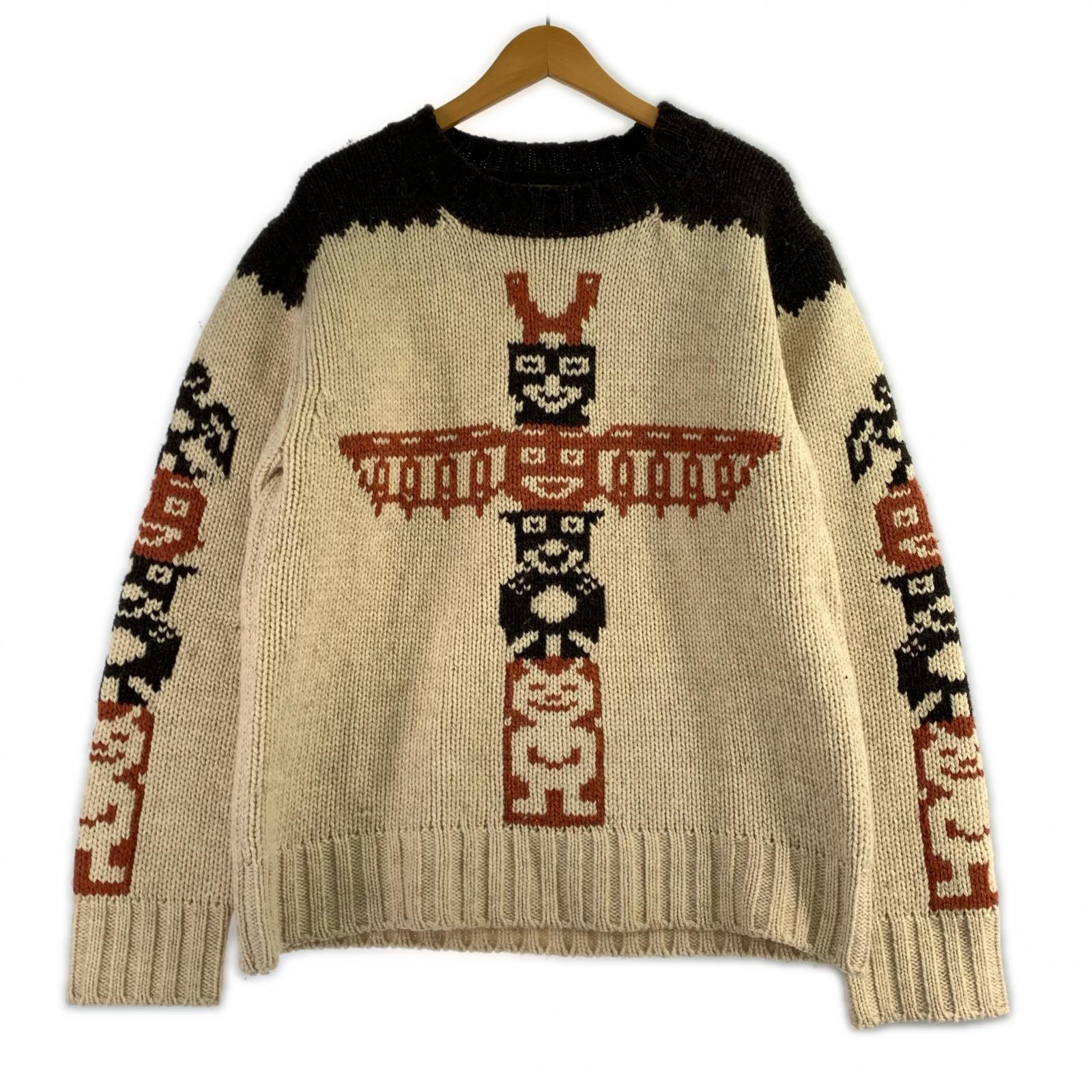 ニット 94AW トーテムポール柄ウールニット 3 ベージュ