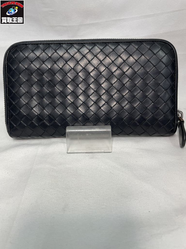 Bottega Veneta/イントレチャート/ラウンドジップ/ブラック