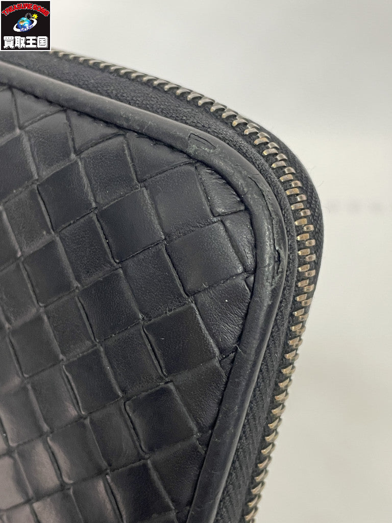 Bottega Veneta/イントレチャート/ラウンドジップ/ブラック