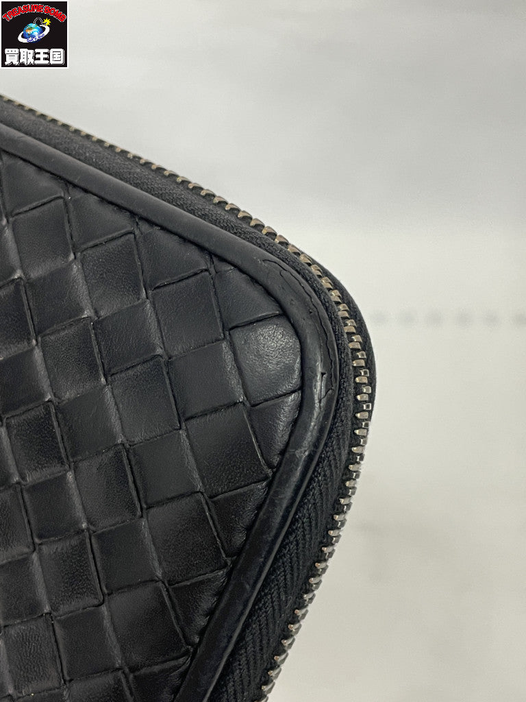 Bottega Veneta/イントレチャート/ラウンドジップ/ブラック