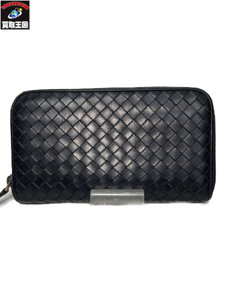 Bottega Veneta/イントレチャート/ラウンドジップ/ブラック