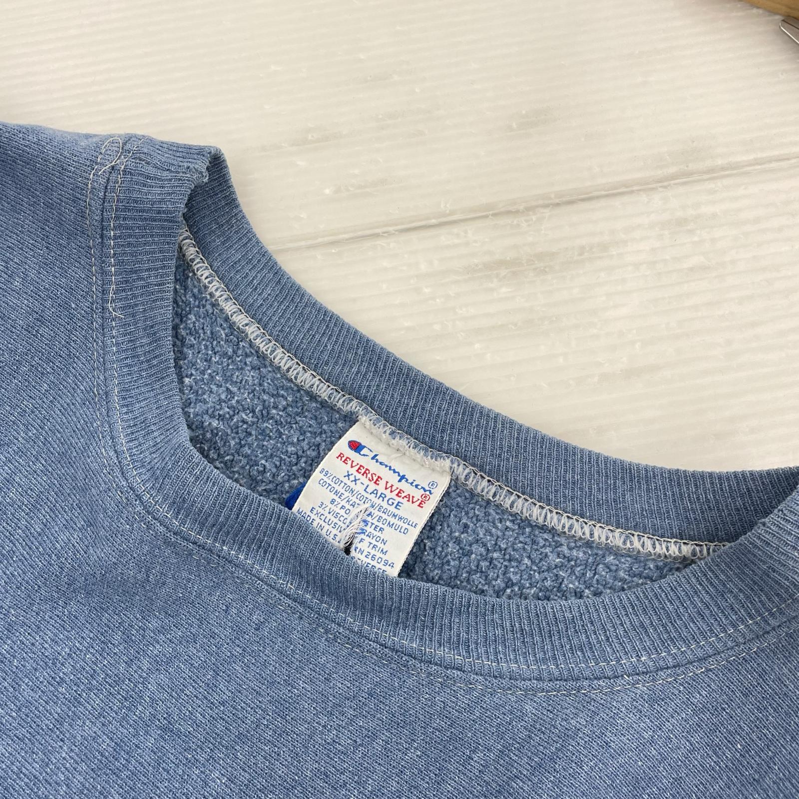 スウェット 90s REVERSE WEAVE U.S.A. 初期刺繍タグ 目付き ブルー