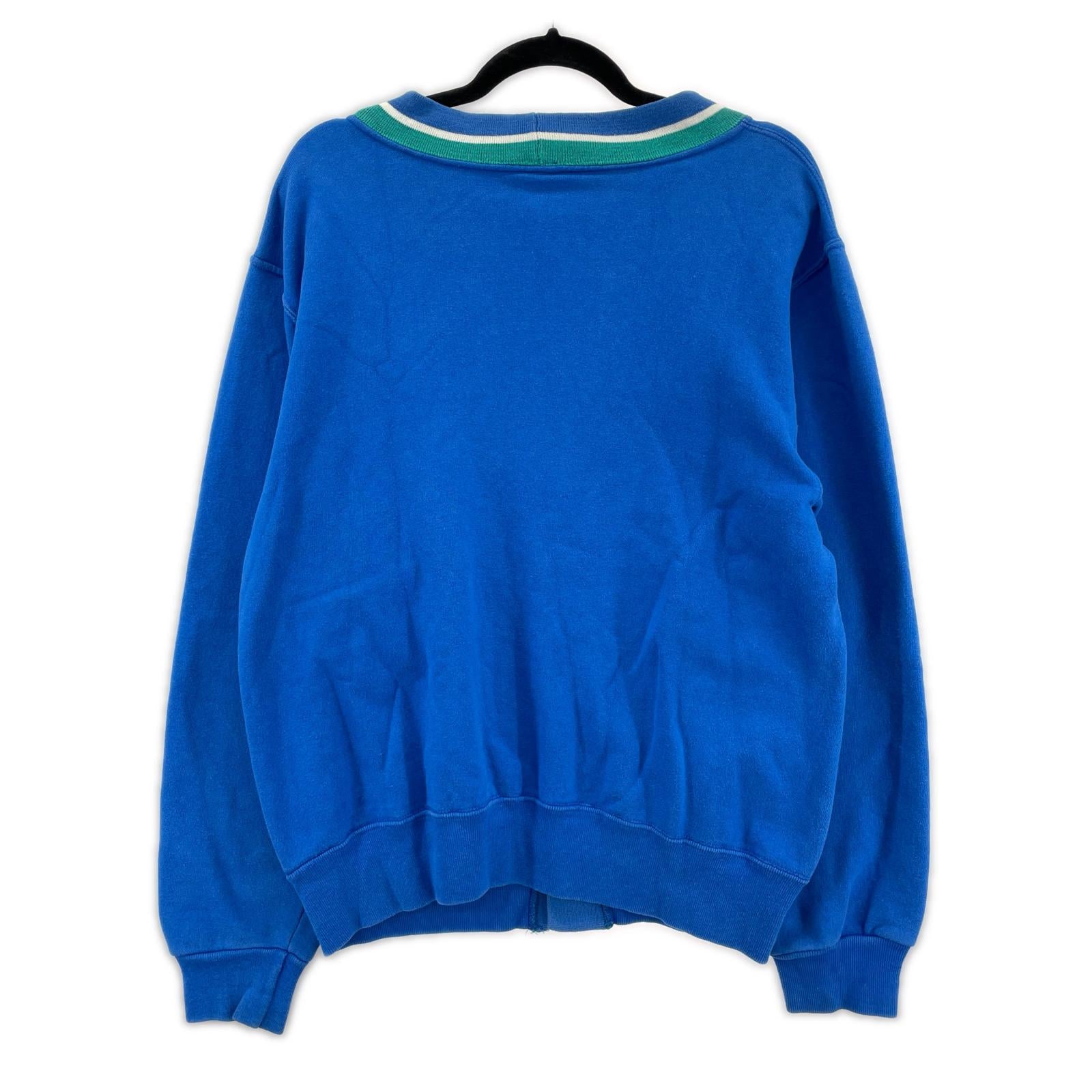 カーディガン 90s Sweat cardigan 青タグ ラインリブ 刻印ボタン L ブルー