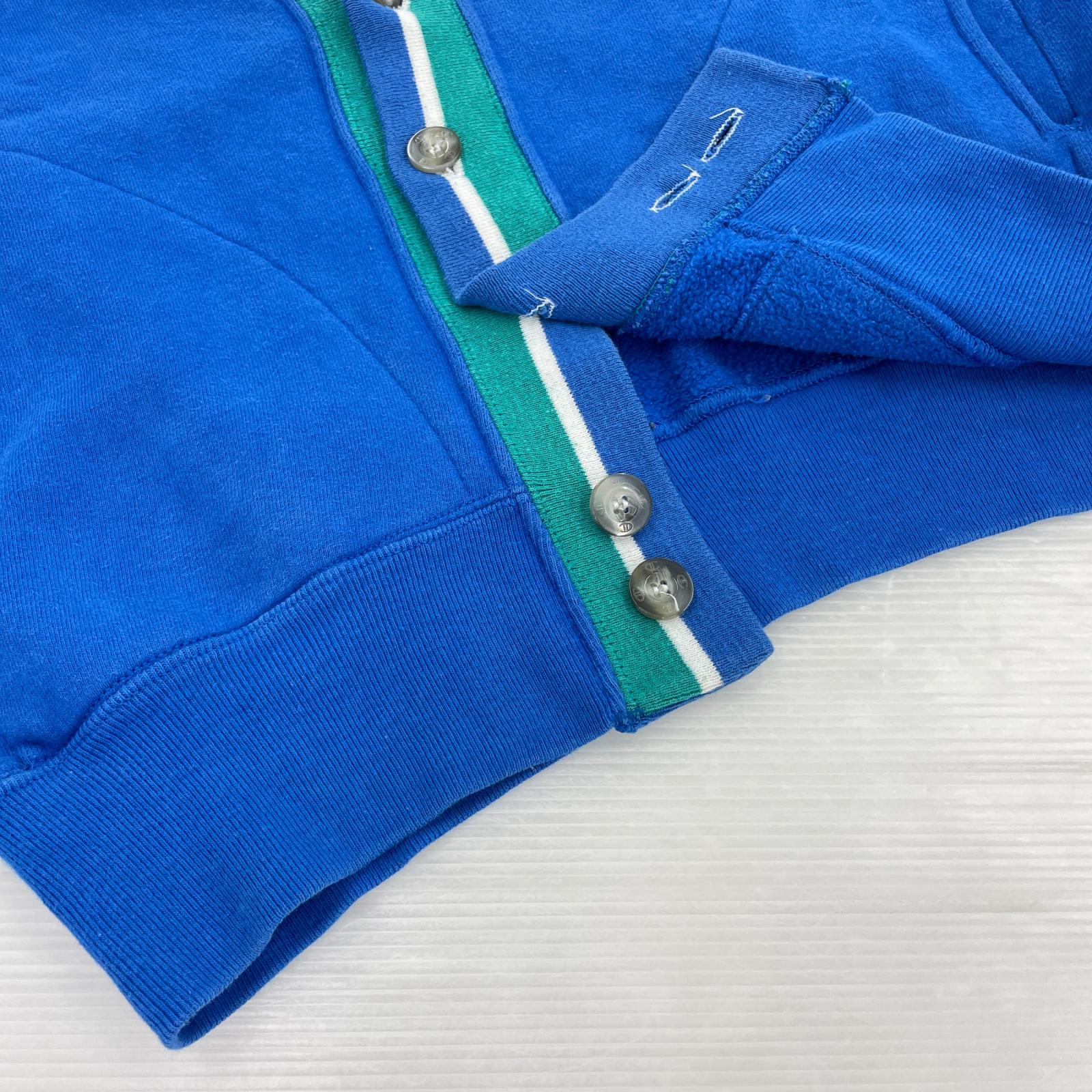 カーディガン 90s Sweat cardigan 青タグ ラインリブ 刻印ボタン L ブルー