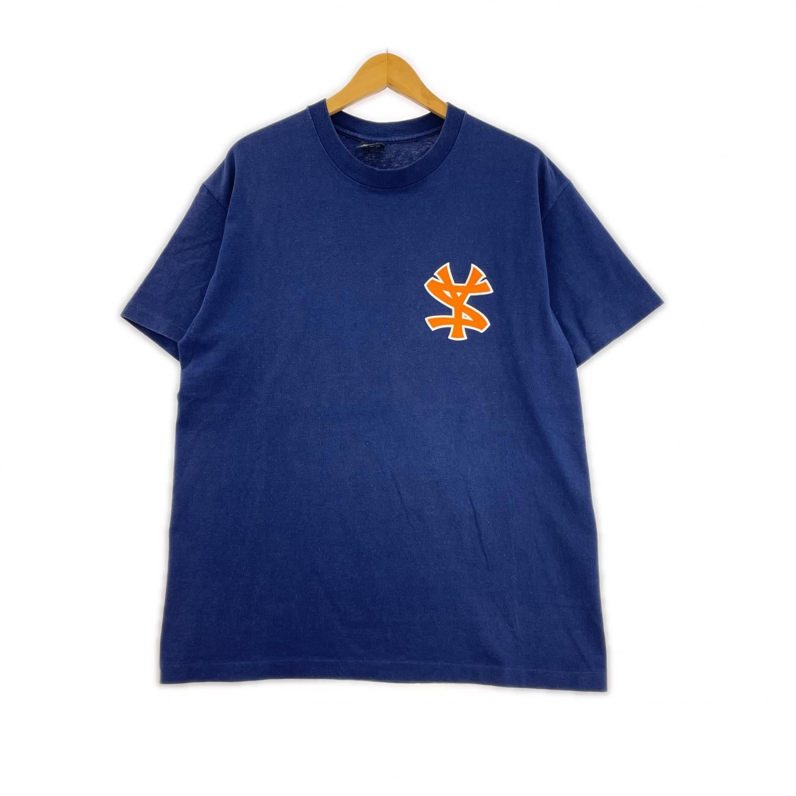 半袖Ｔシャツ 00s USA製 紺タグ SYロゴ Tシャツ (L) ネイビー×オレンジ L