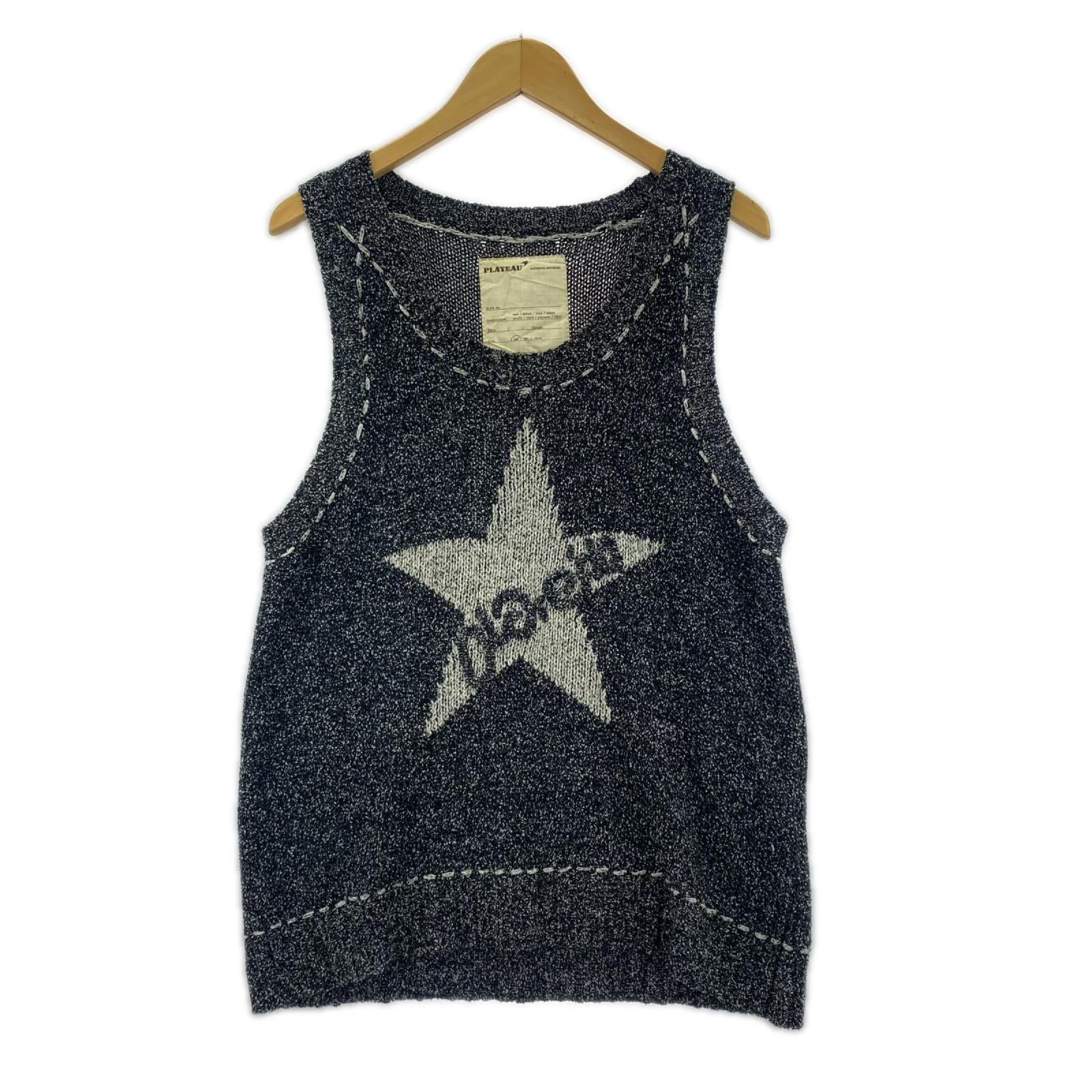 長袖シャツ PLATEAU STUDIO Logo Knit Vest (1) 1 ブラック