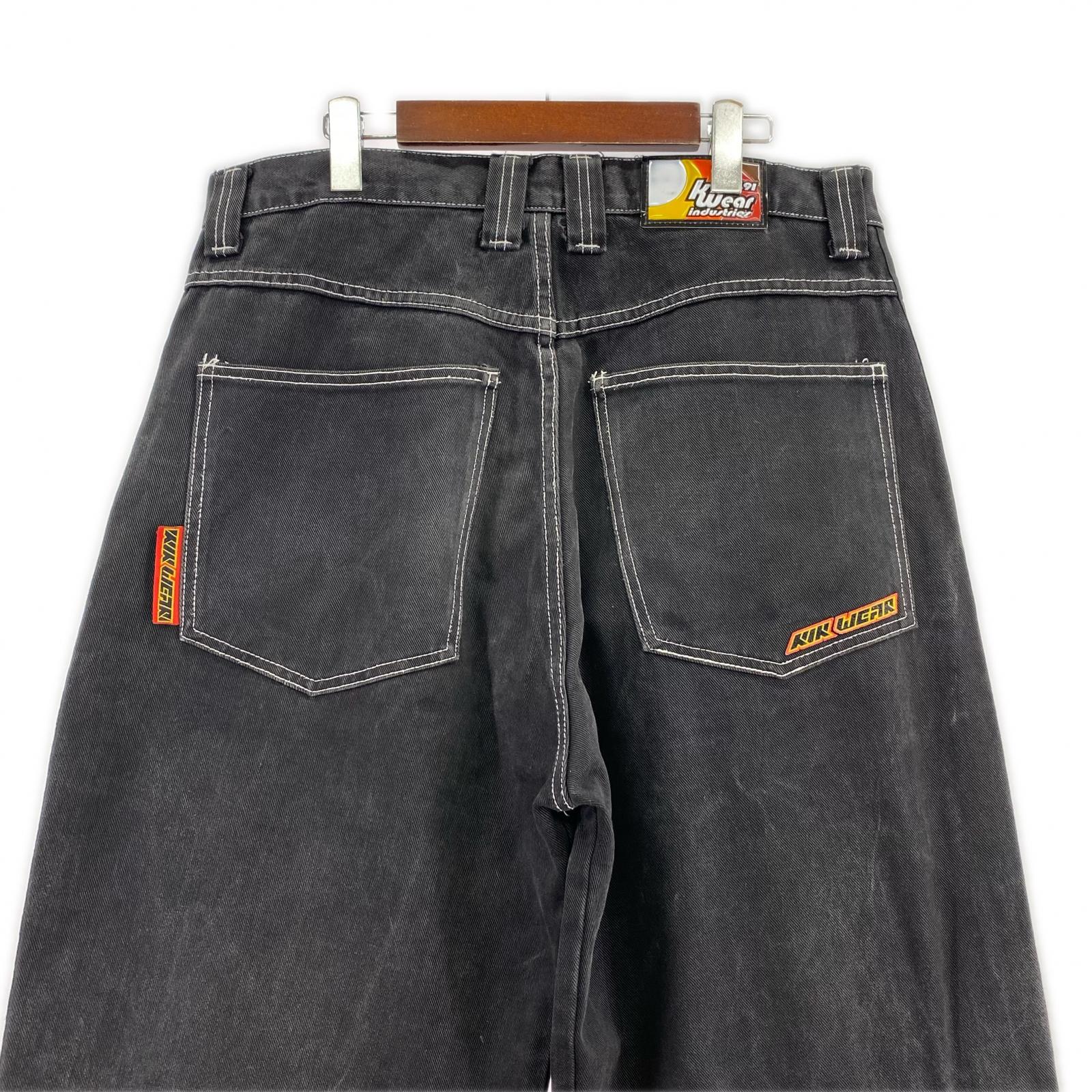 デニムパンツ KikWear USA製 ワイドバギー サイドライン 黒 () 36 ブラック