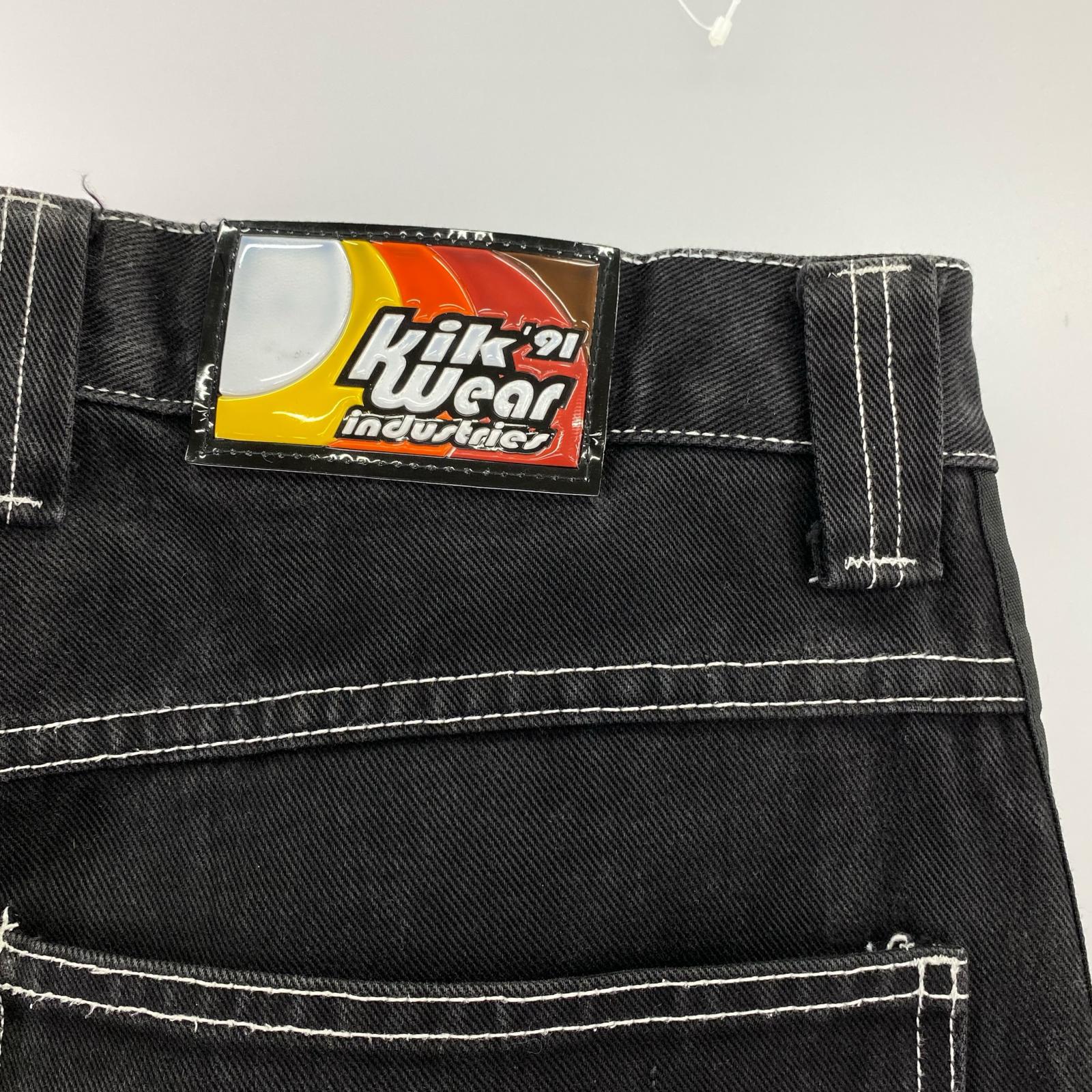 デニムパンツ KikWear USA製 ワイドバギー サイドライン 黒 () 36 ブラック