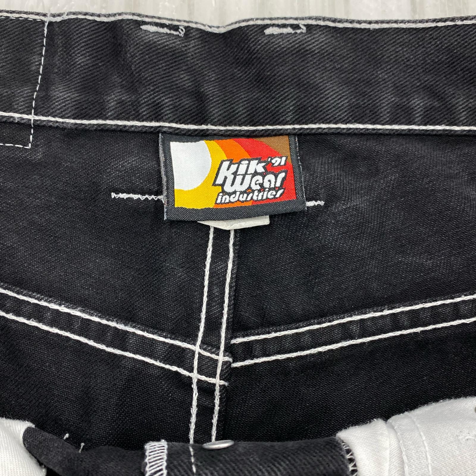 デニムパンツ KikWear USA製 ワイドバギー サイドライン 黒 () 36 ブラック