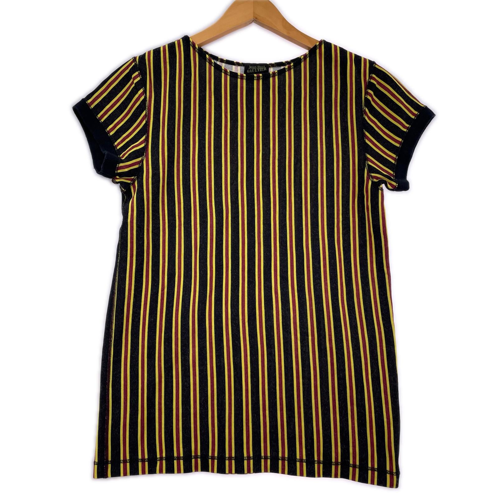 半袖Ｔシャツ JEAN PAUL GAULTIER HOMME ストライプ カットソー 黄