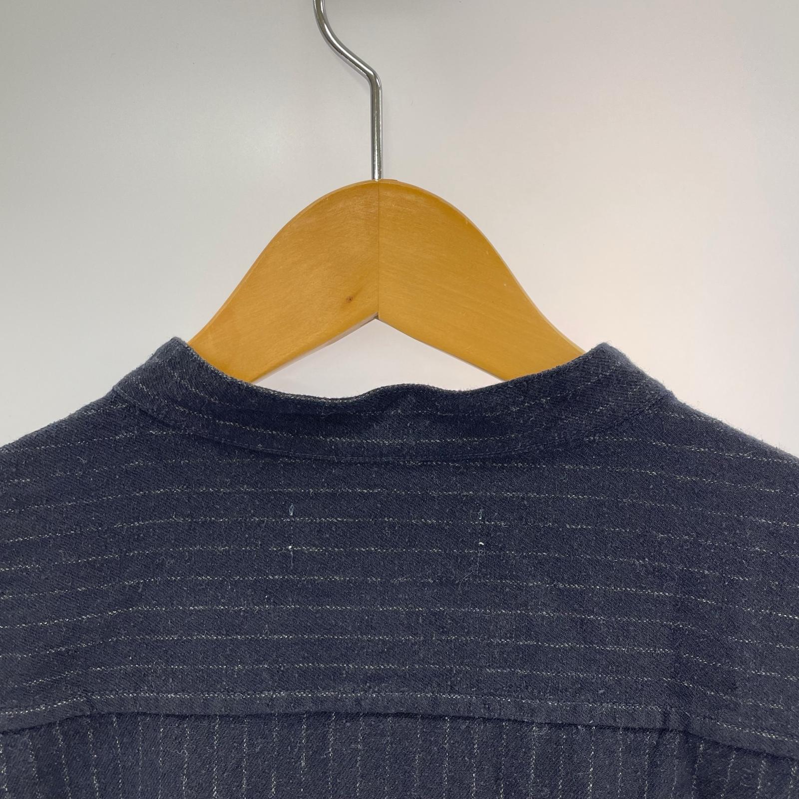 長袖シャツ BAND COLLAR SHIRT WOOL SILK STRIPE (2)