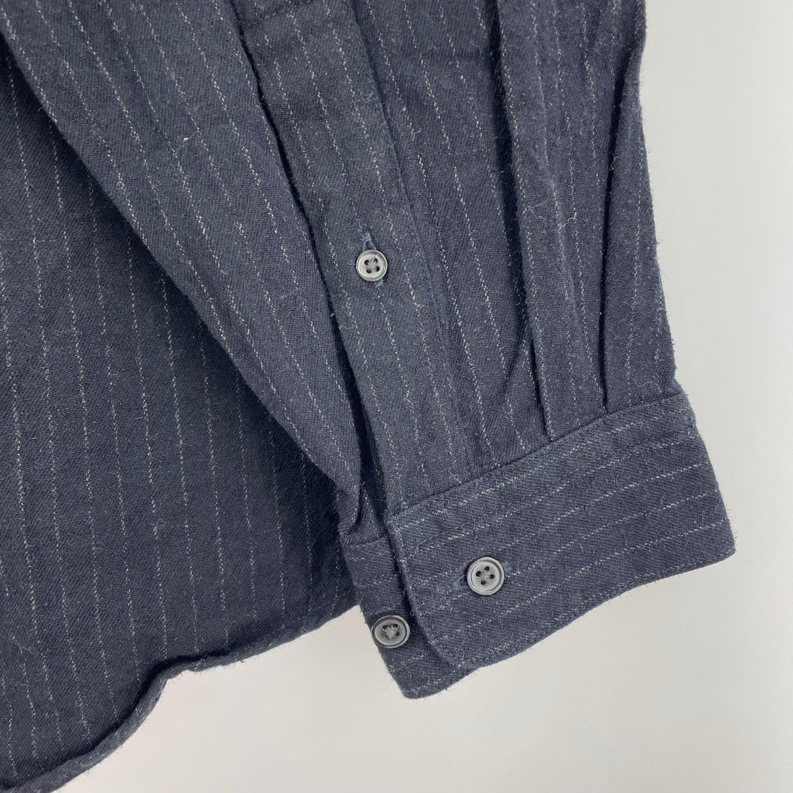 長袖シャツ BAND COLLAR SHIRT WOOL SILK STRIPE (2)