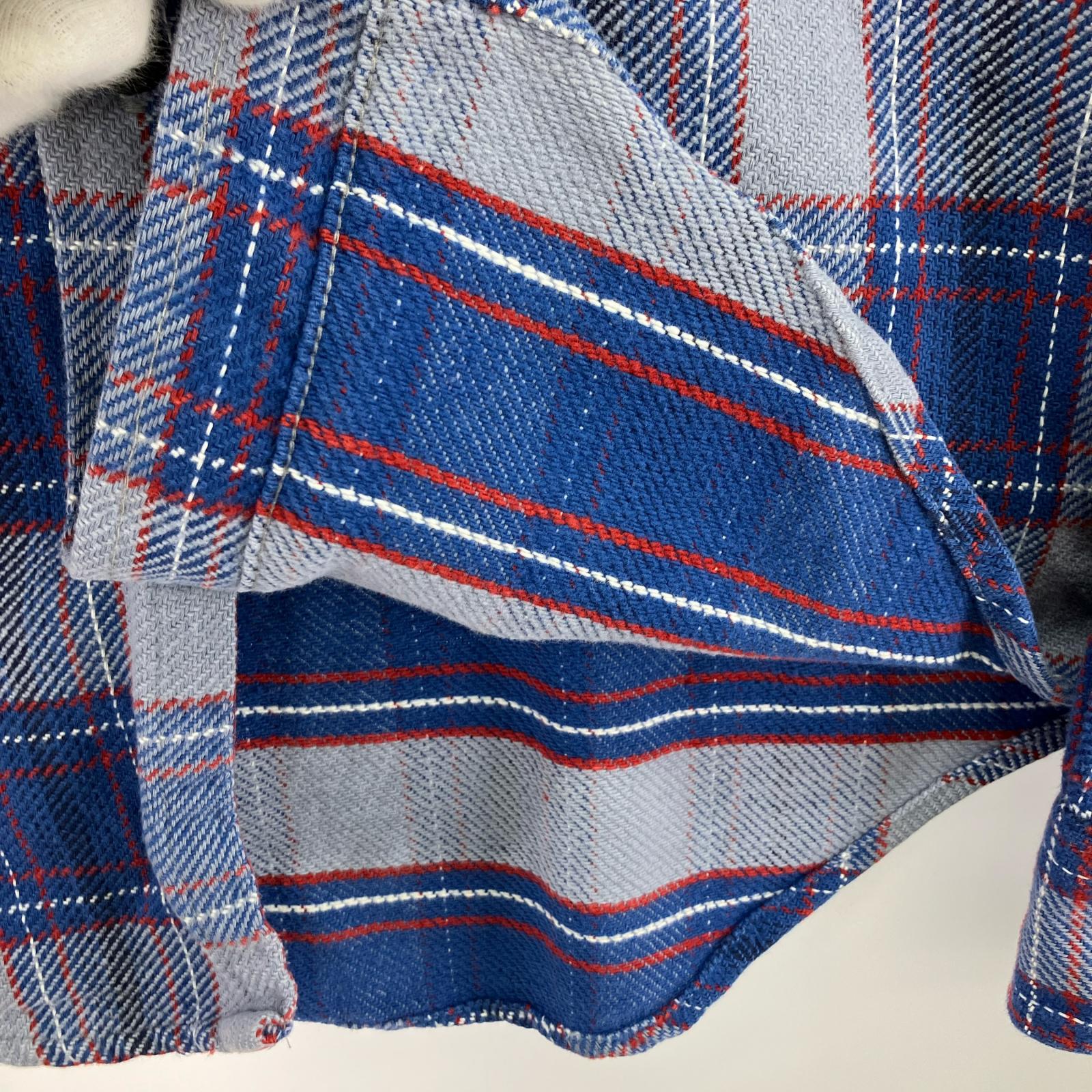 長袖シャツ 80s Sears Fieldmaster ネルシャツ 青 (S) S