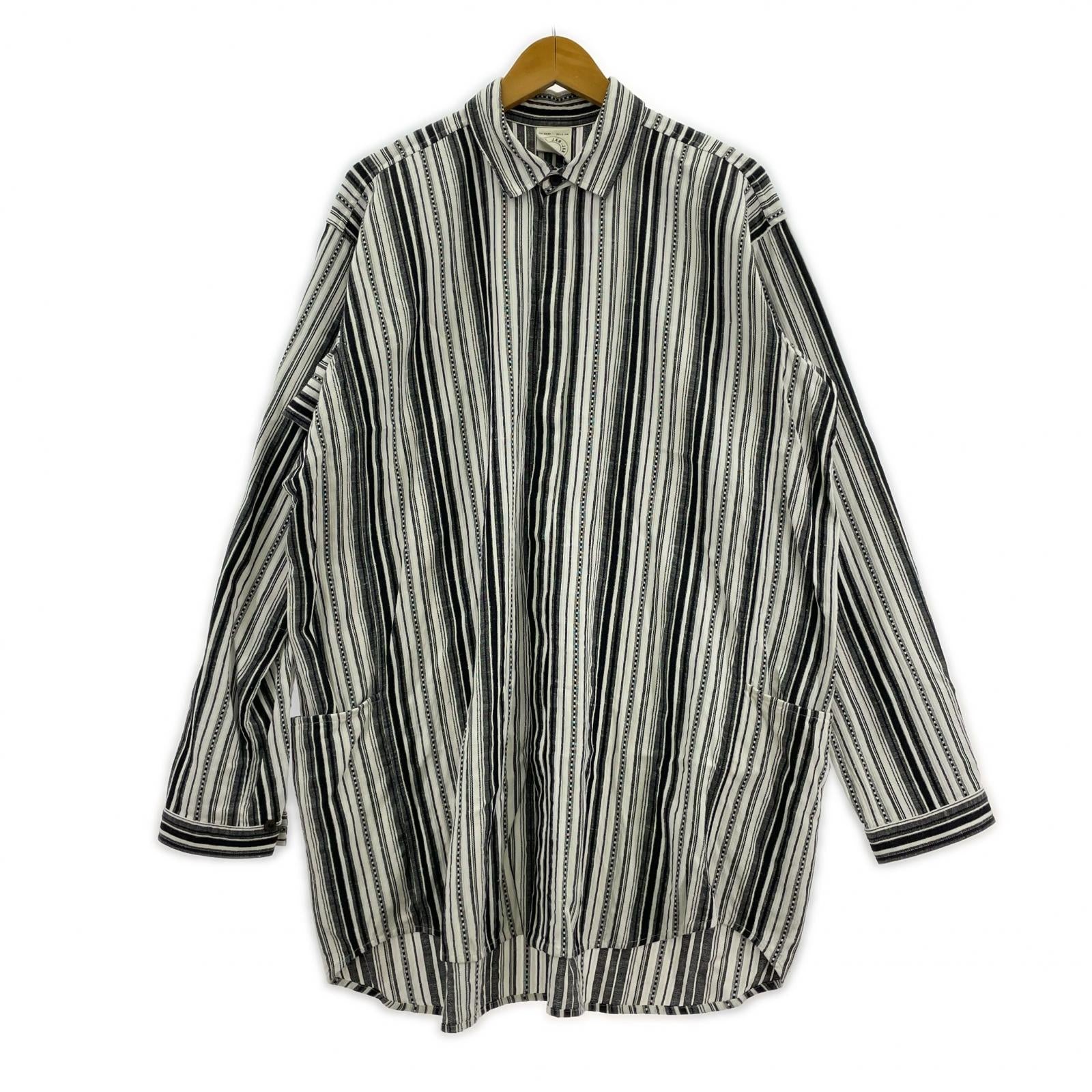 長袖シャツ JAN-JAN VAN ESSCHE SHIRT#92 ストライプシャツ S ブラック