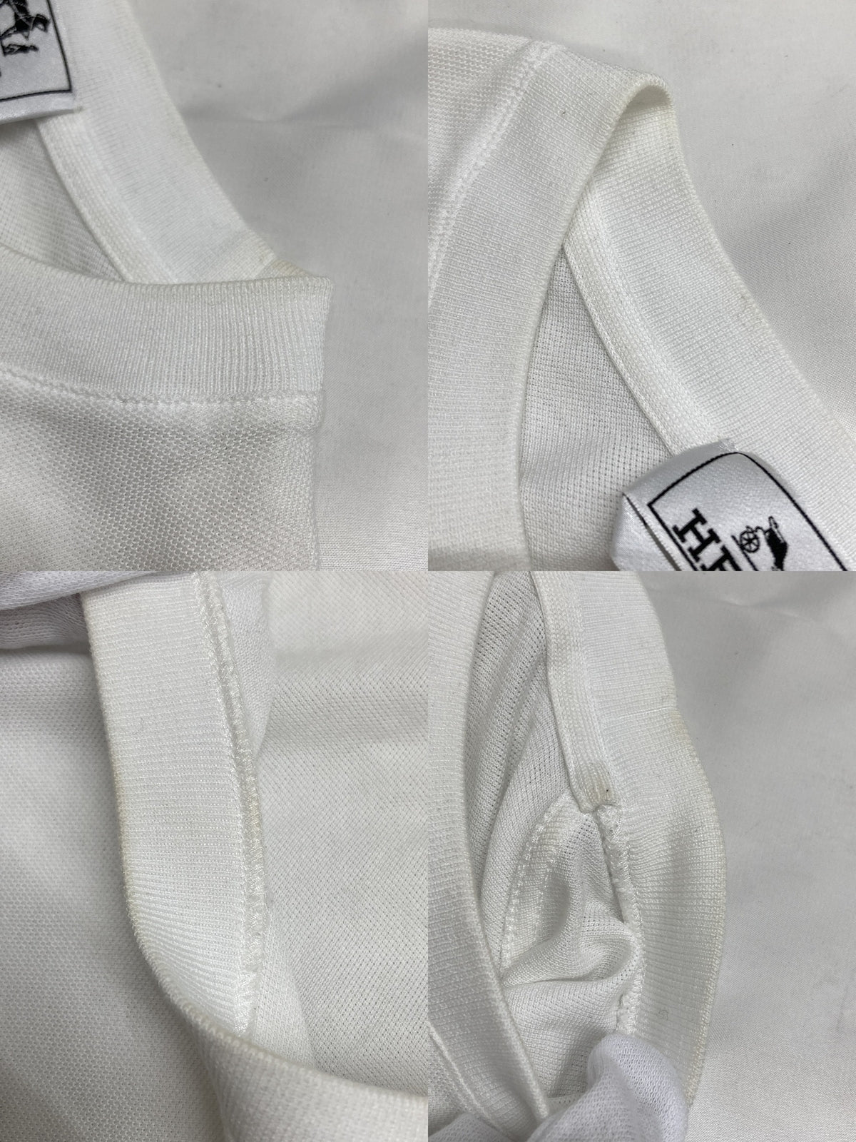鹿の子 H刺繍 ポケット (L) 白