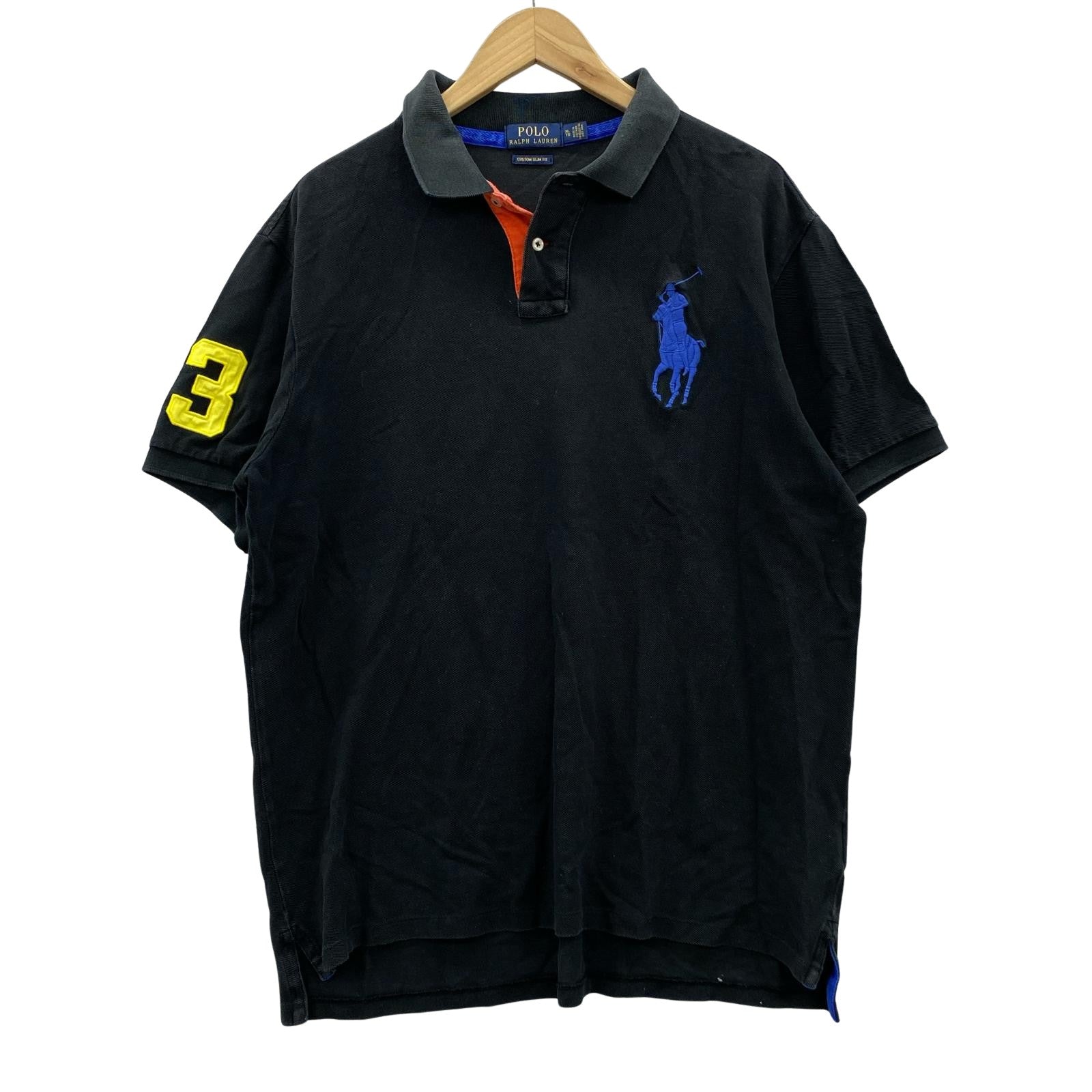 ポロシャツ cotton polo shirt XL BLK ブラック
