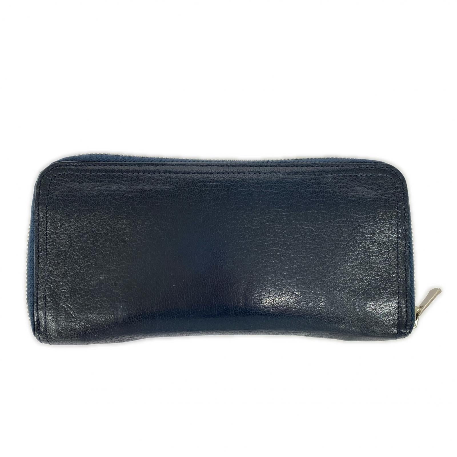 長財布 DOUBLE LONG WALLET レザー 紺 ネイビー