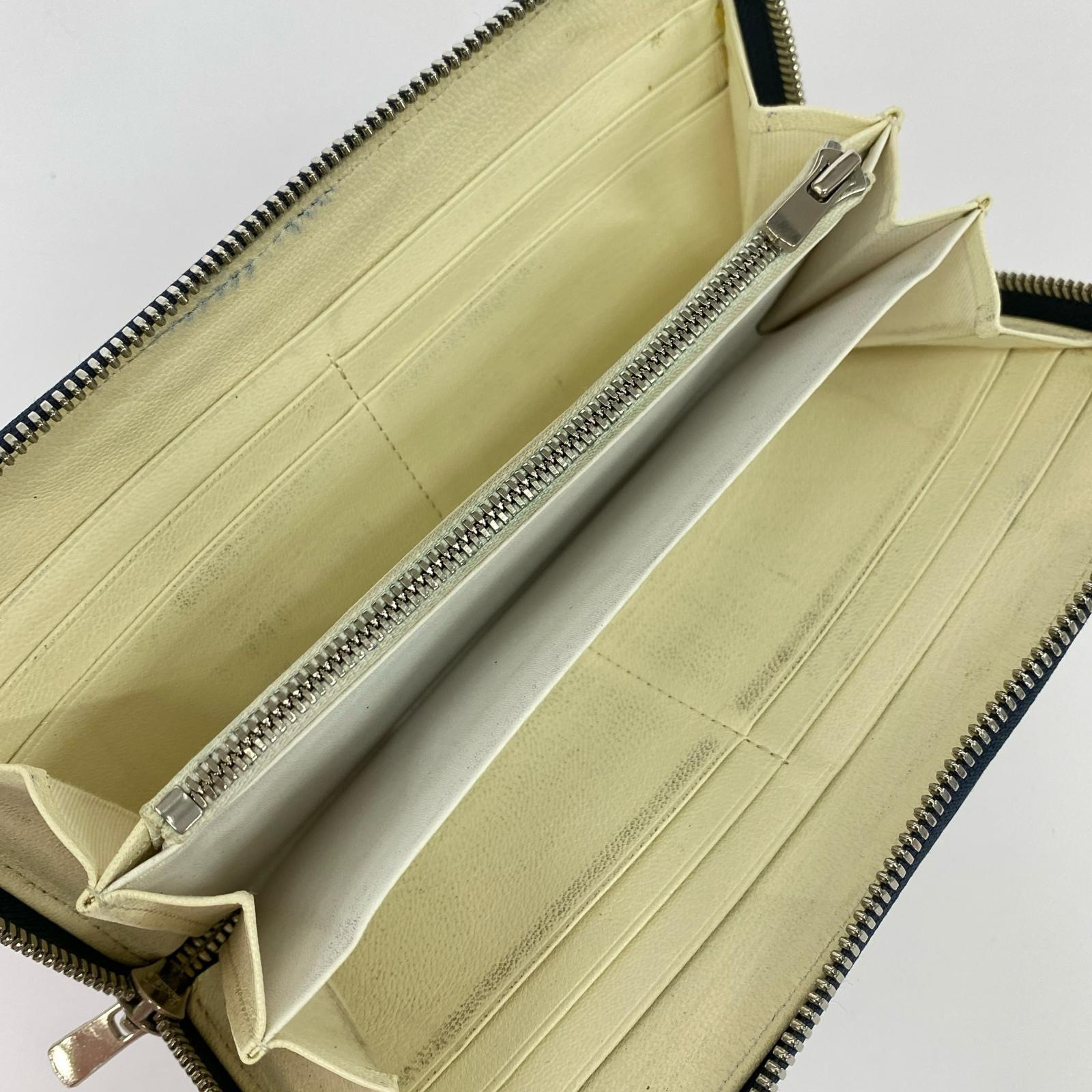 長財布 DOUBLE LONG WALLET レザー 紺 ネイビー
