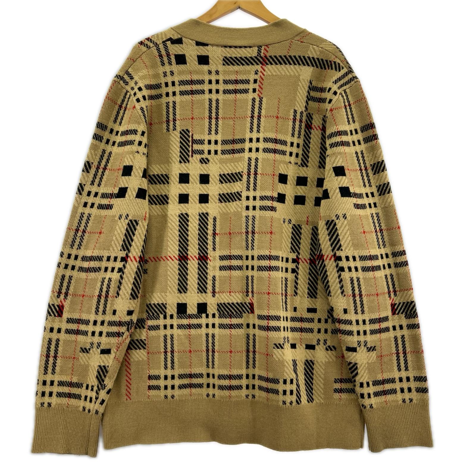 カーディガン カシミヤ チェック カーディガン L L ベージュ