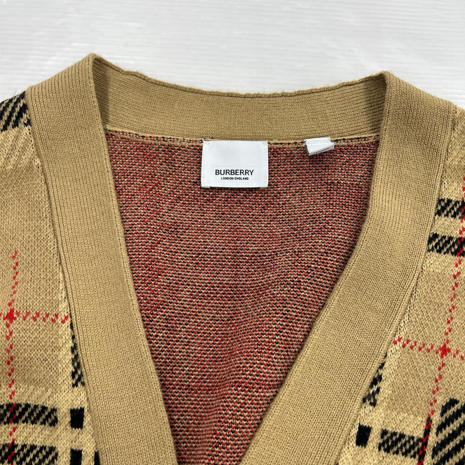 カーディガン カシミヤ チェック カーディガン L L ベージュ