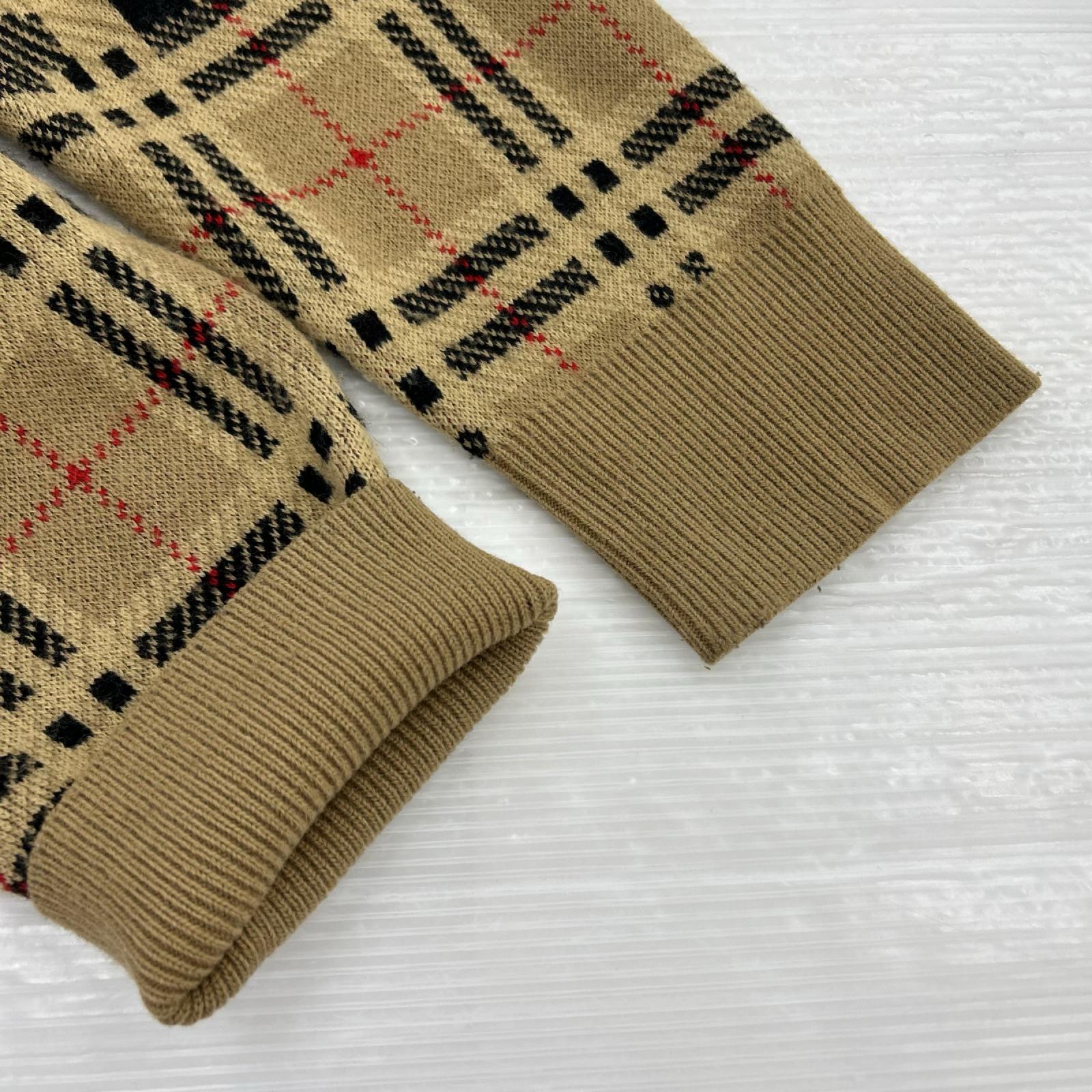 カーディガン カシミヤ チェック カーディガン L L ベージュ