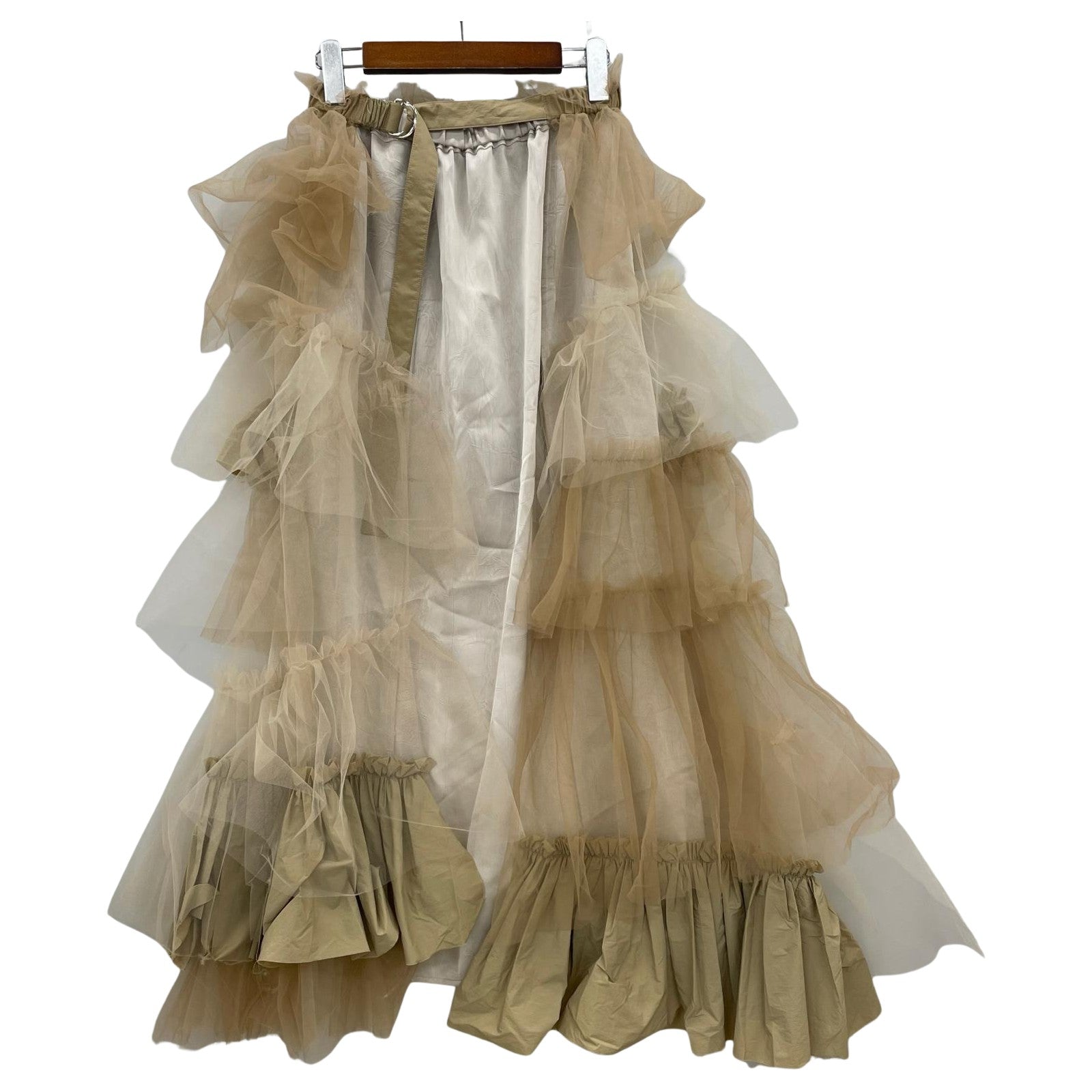 ロングスカート Raffle Tulle Layered Wrap Skirt BRW 38 ブラウン