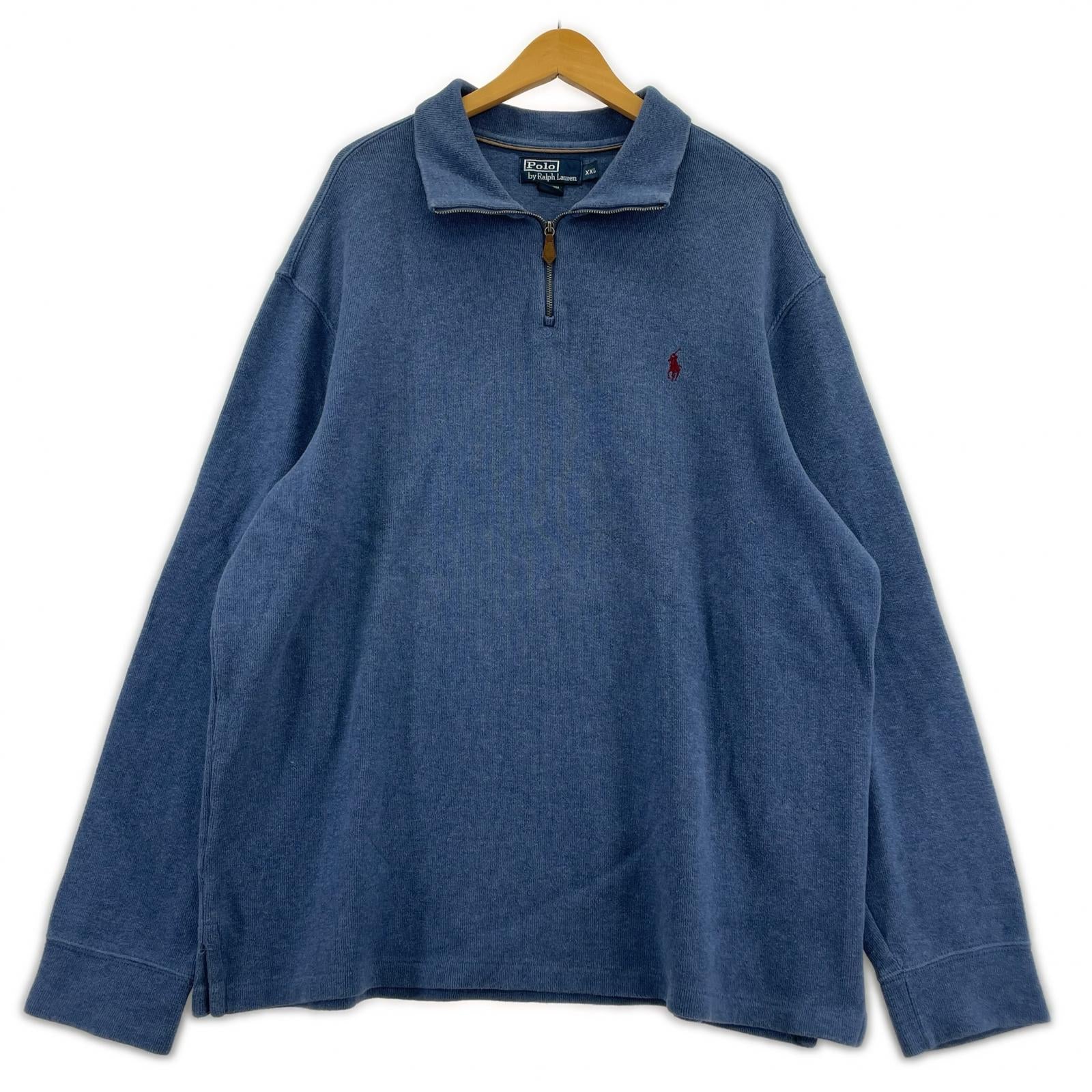 スウェット ハーフジップスウェット 青 XXL