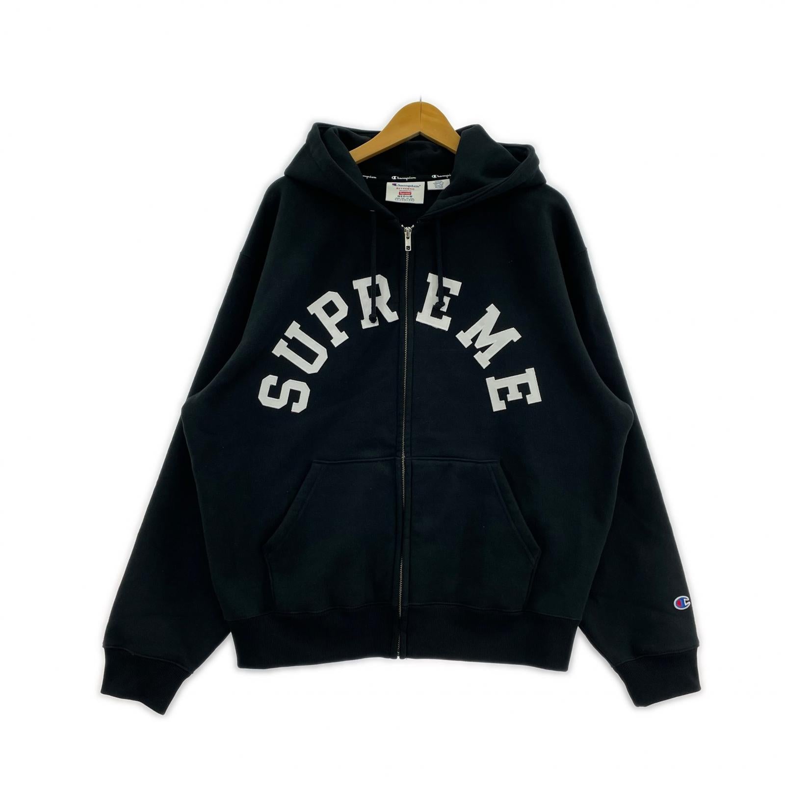 パーカー ×champion zip up hooded sweatshirt M ブラック