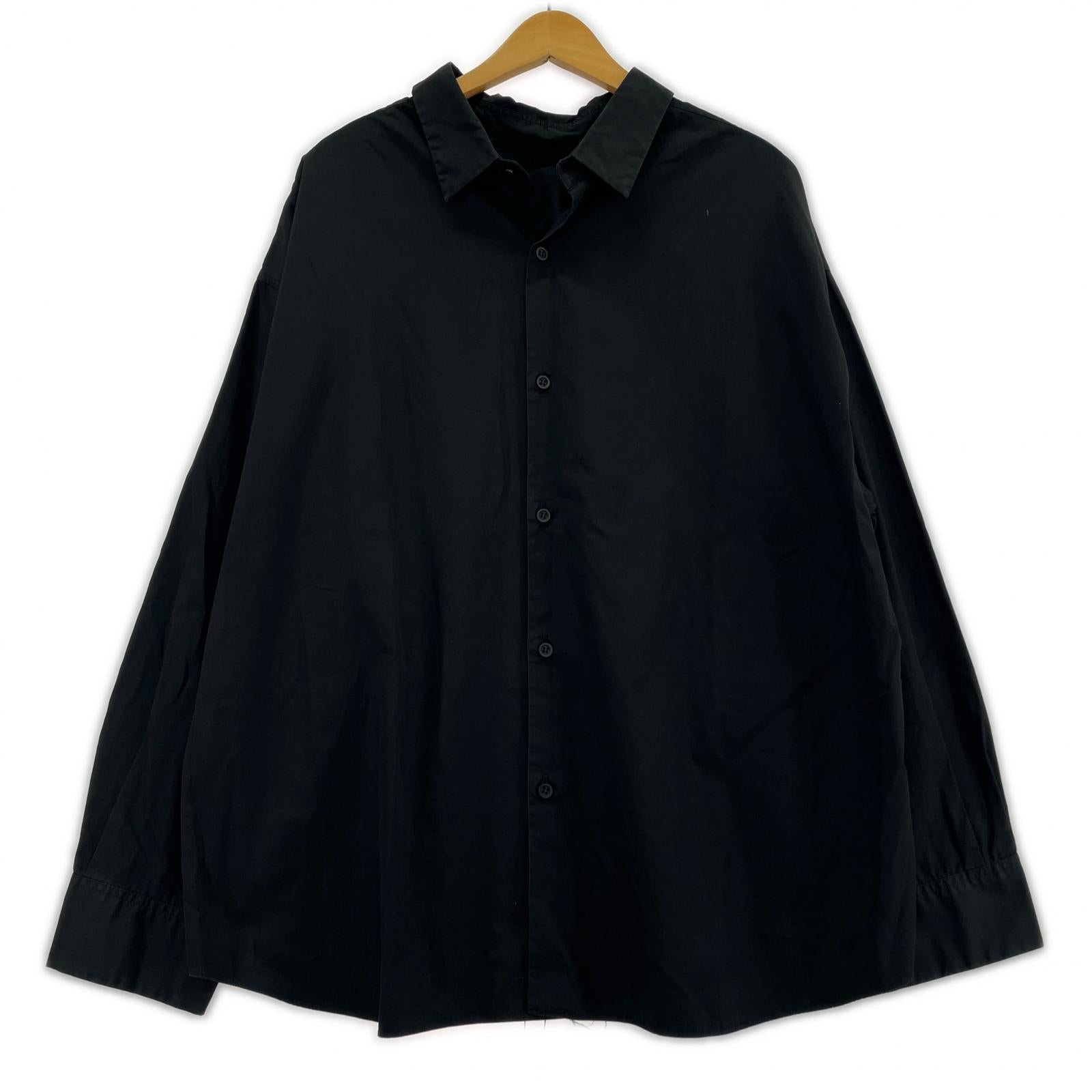 長袖シャツ ASYMMETRY BROAD CLOTH SHIRT 44 ブラック ブラック