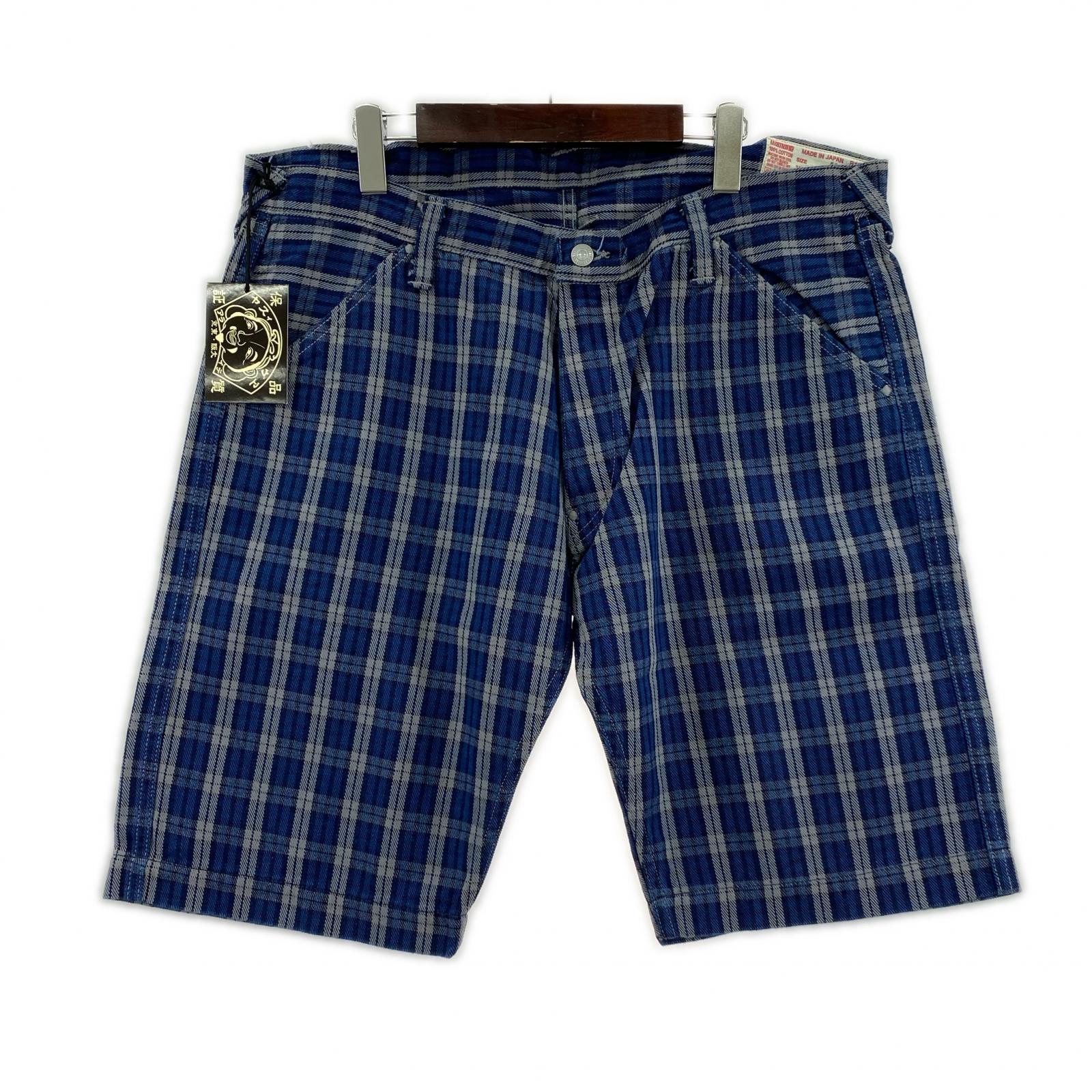 ショートパンツ YAMANE Lot.7550 チェックショーツ W40 ネイビー 40 ブルー