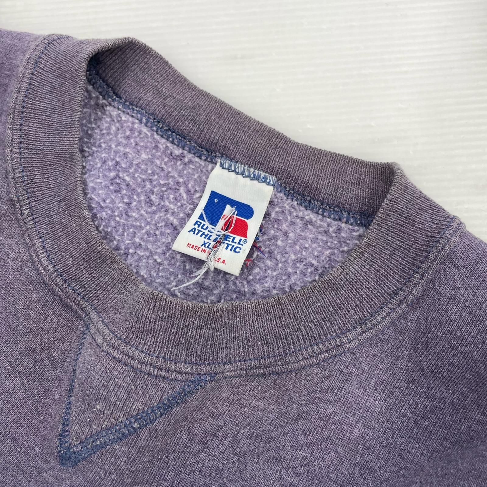 スウェット RUSSELL ATHLETIC 90s USA製 前V 茄子紺 パープル
