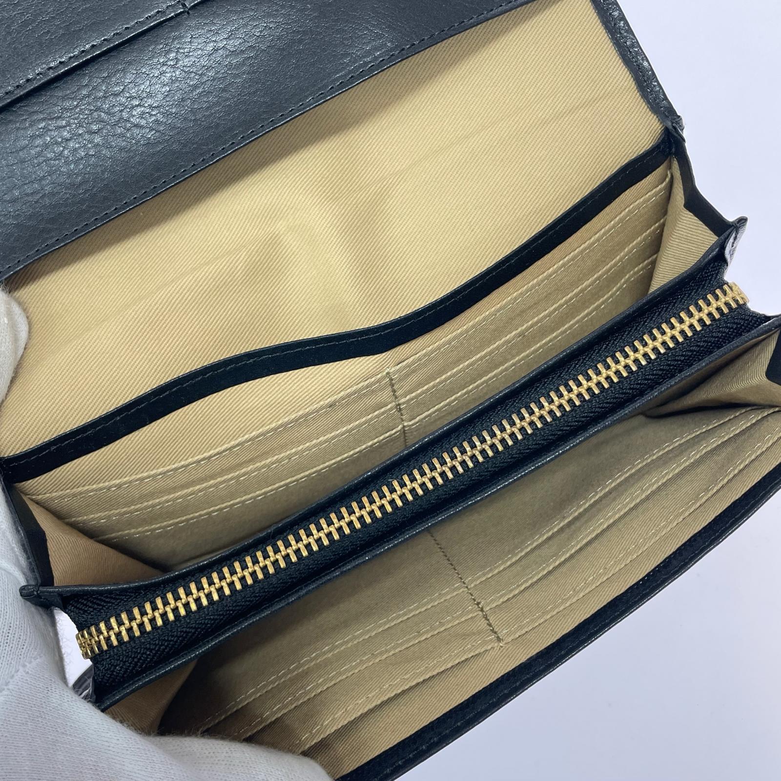 長財布 レザー二つ折り財布 黒 ブラック