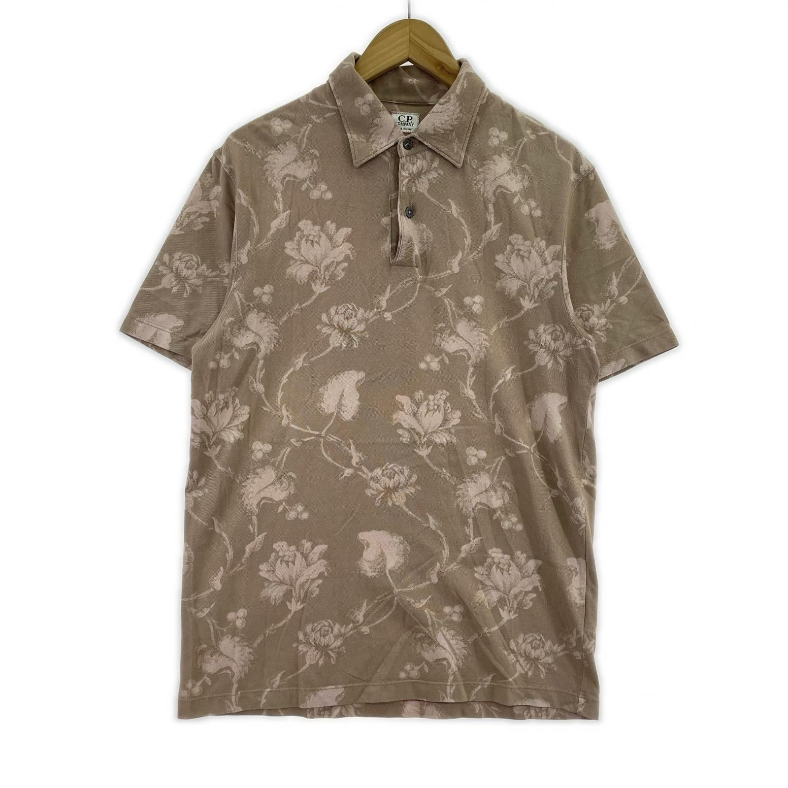 ポロシャツ S/S リーフ柄 BEG M M