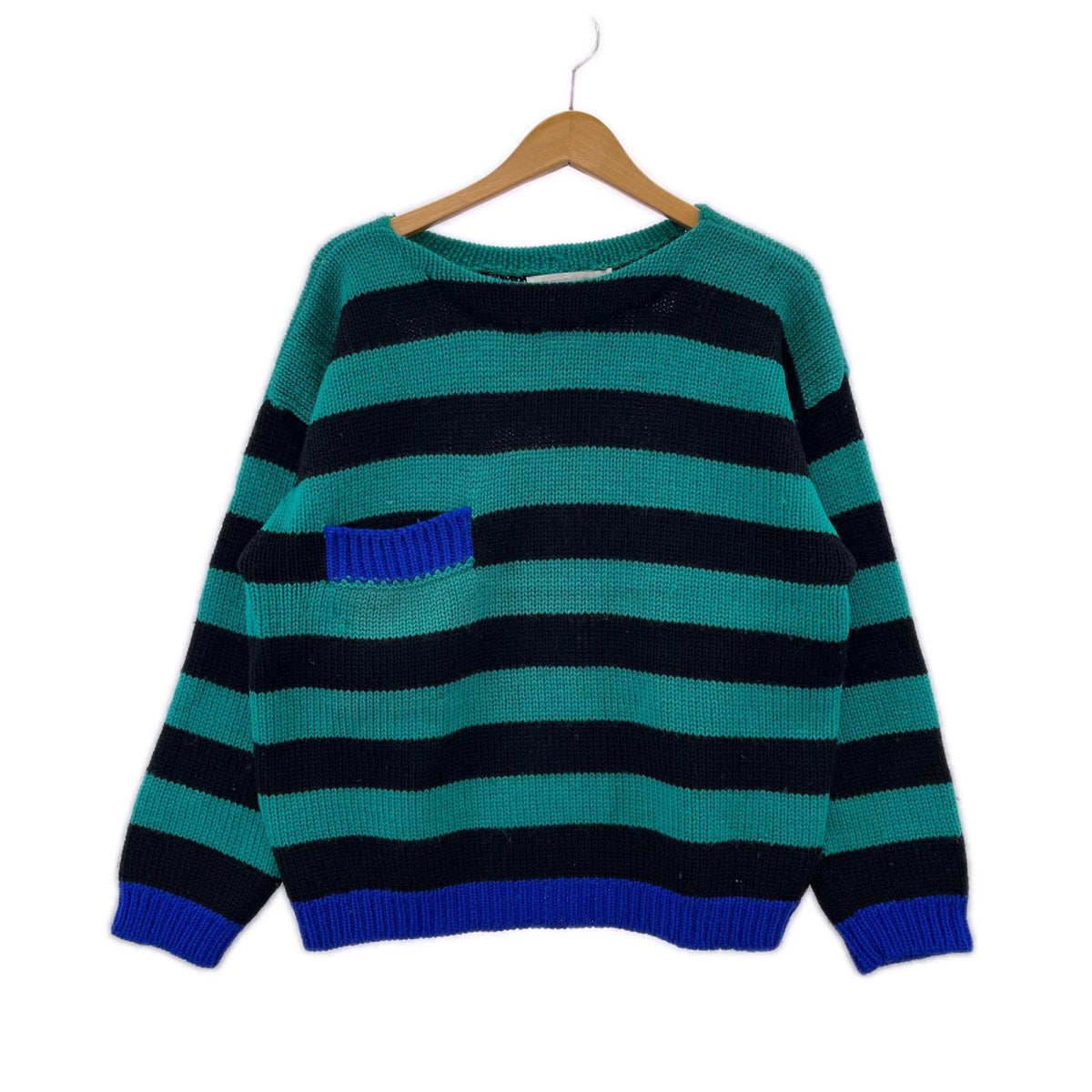 ニット GEOFFREY BEENE ｳｰﾙﾎﾞｰﾀﾞｰｾｰﾀｰ GRN/BLK M M